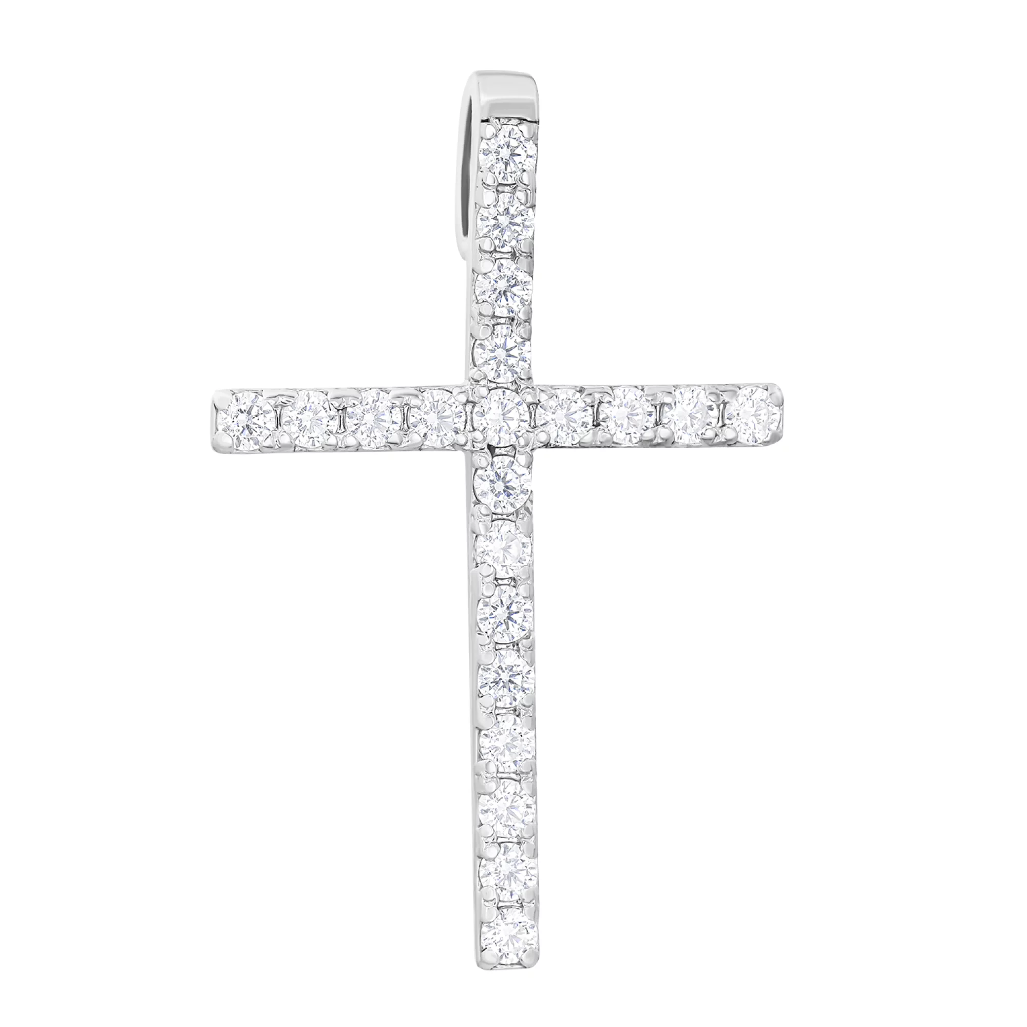 Декоративный серебряный крестик с фианитами - 1579418 – изображение 1
