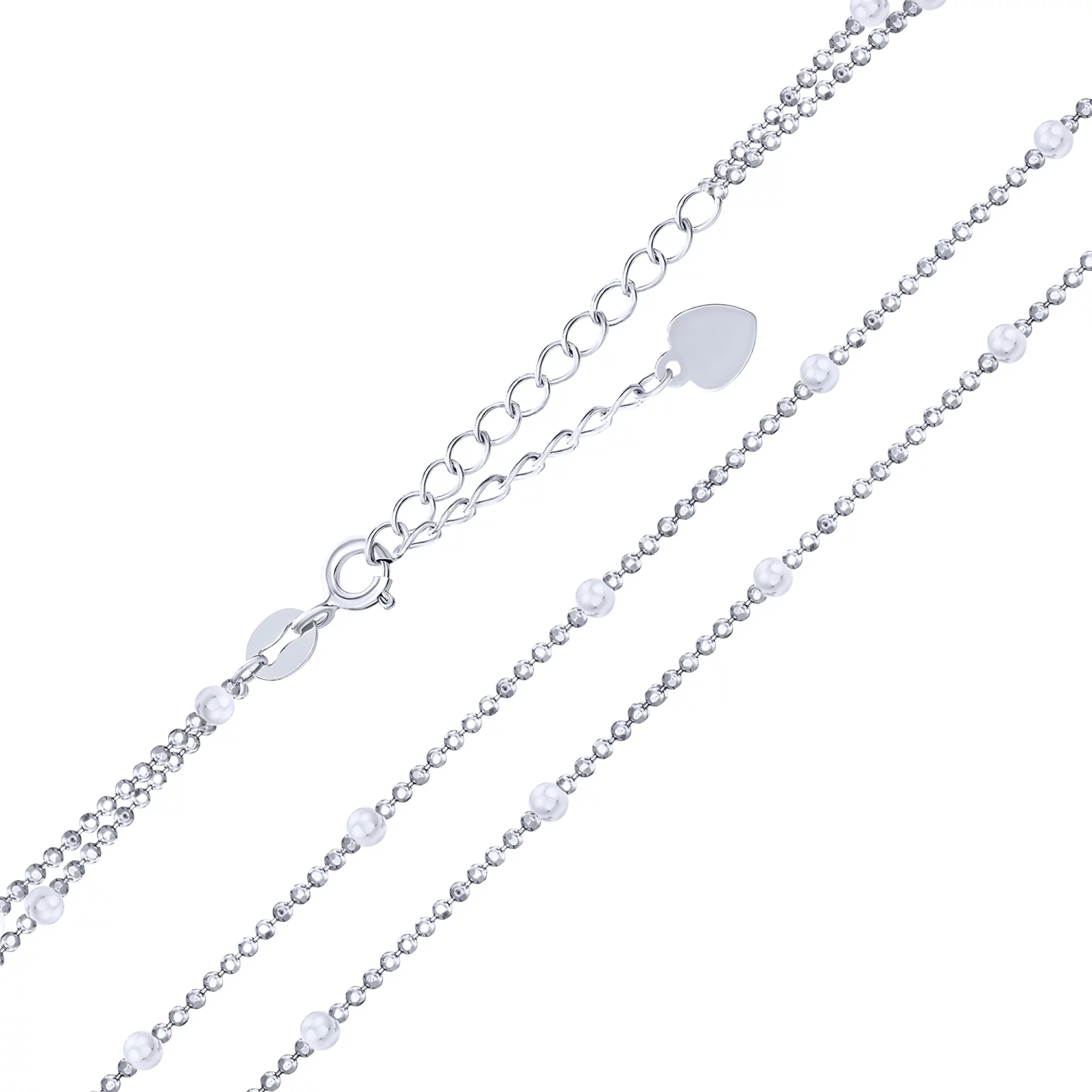 Колье из серебра с шариками плетение гольф - 1552964 – изображение 2