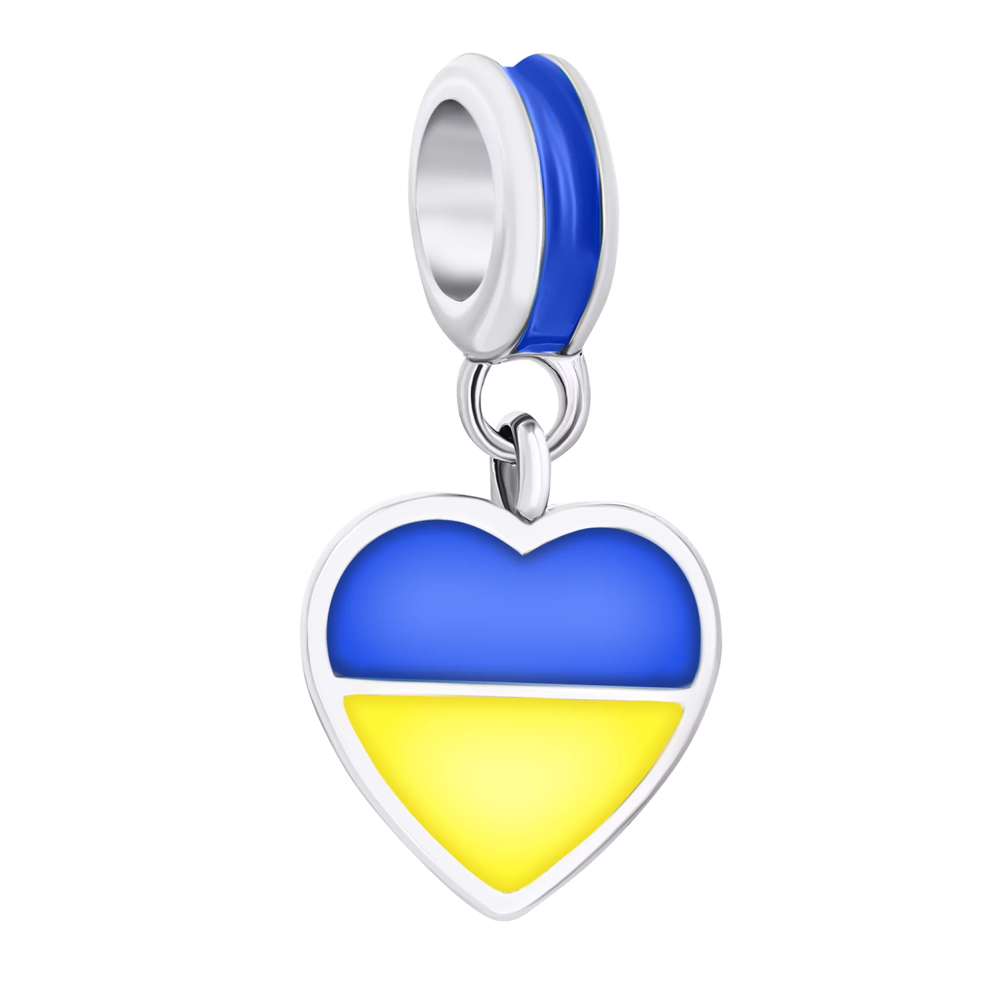 Серебряная подвеска "Украина в Сердце" с эмалью - 1549031 – изображение 1