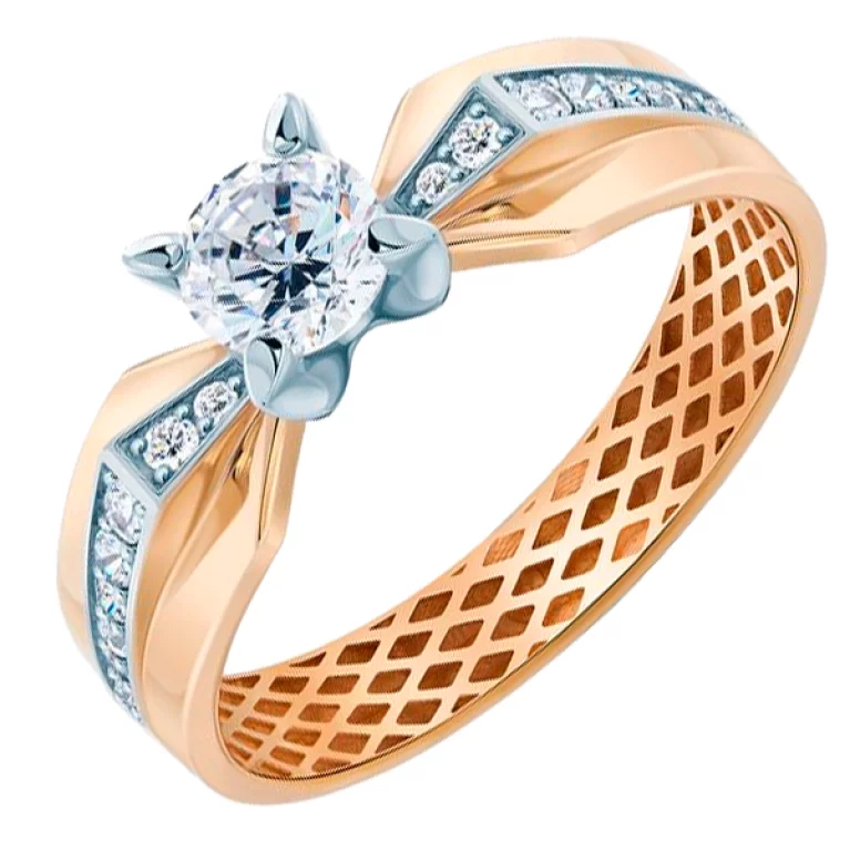 Золотое кольцо с фианитом "Котик". Артикул 700381-Рр: цена, отзывы, фото – купить в интернет-магазине AURUM