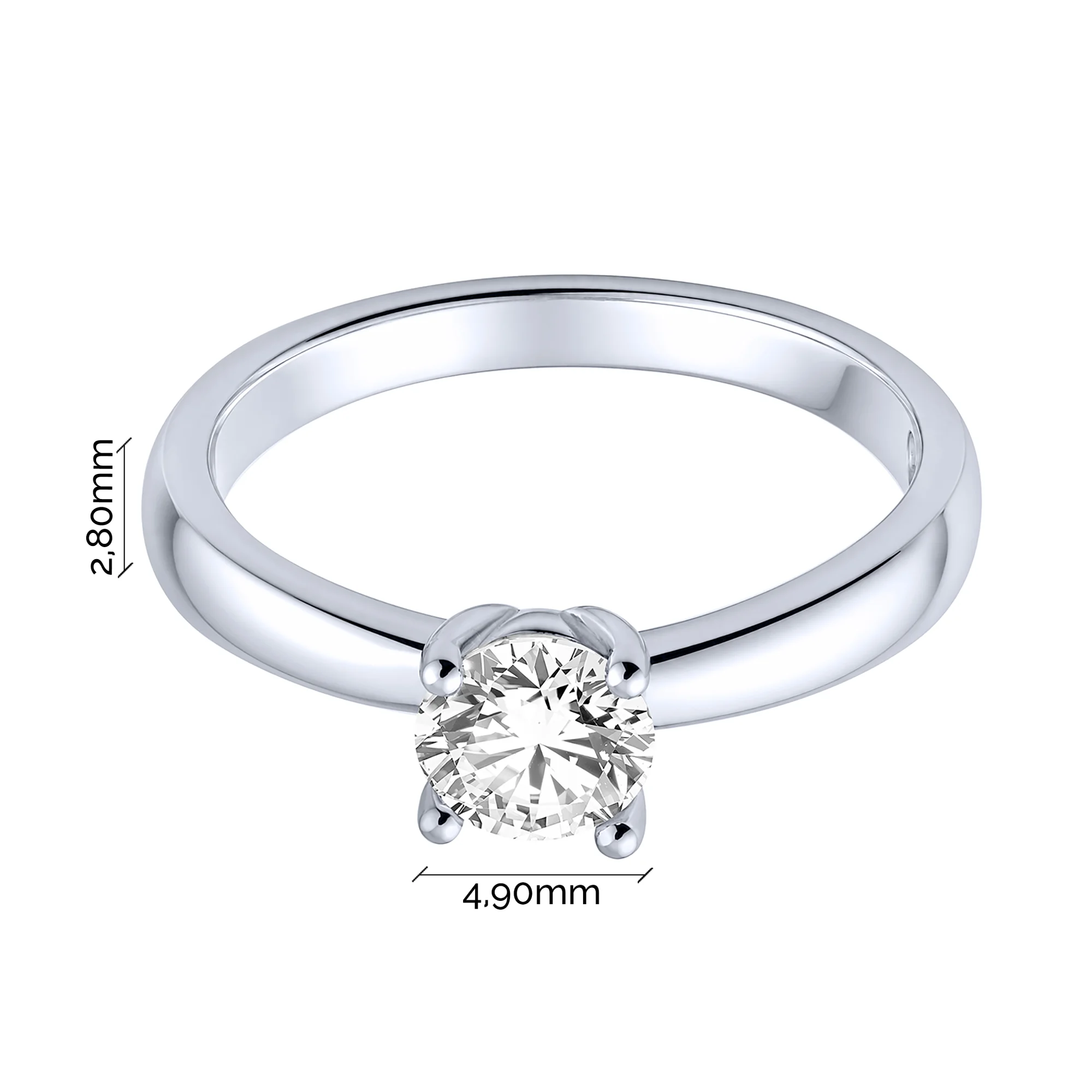 Серебряное кольцо с фианитом  - 2260768 - 3