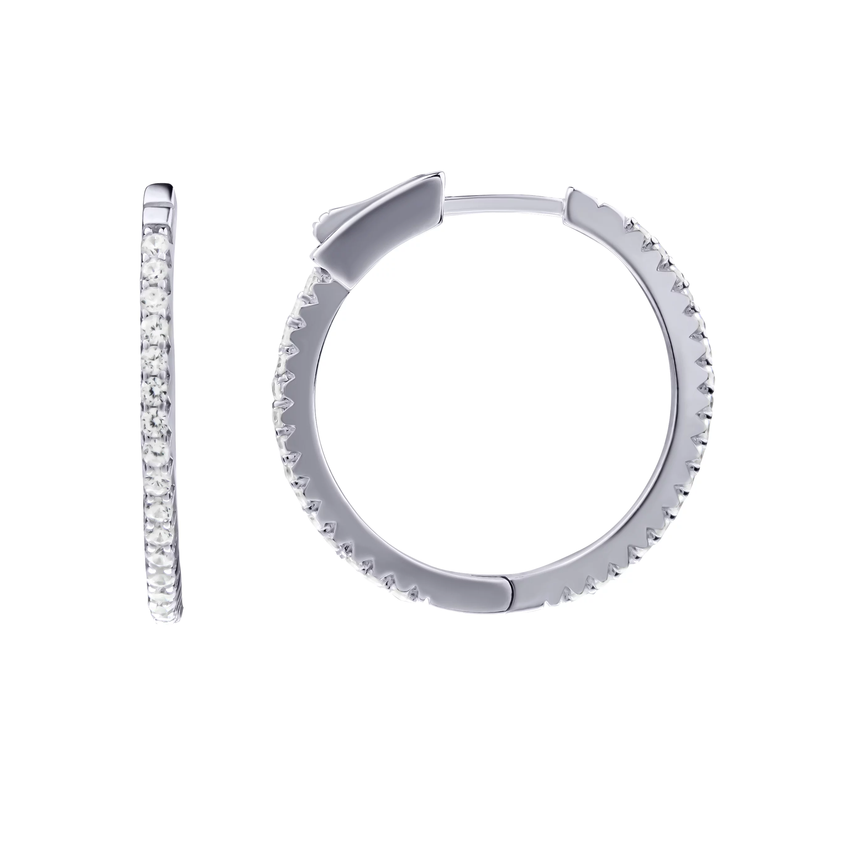 Серебряные серьги-кольца с фианитом. Артикул 7502/1977828: цена, отзывы, фото – купить в интернет-магазине AURUM