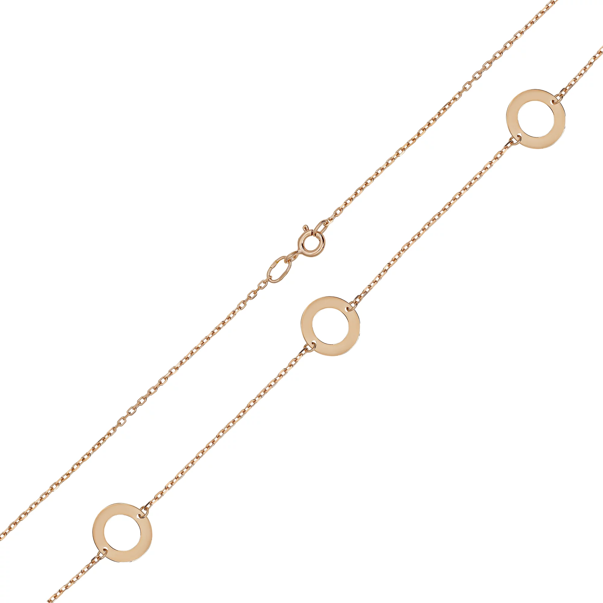 Колье из красного золота "Кольца"  плетение якорное - 852034 – изображение 1
