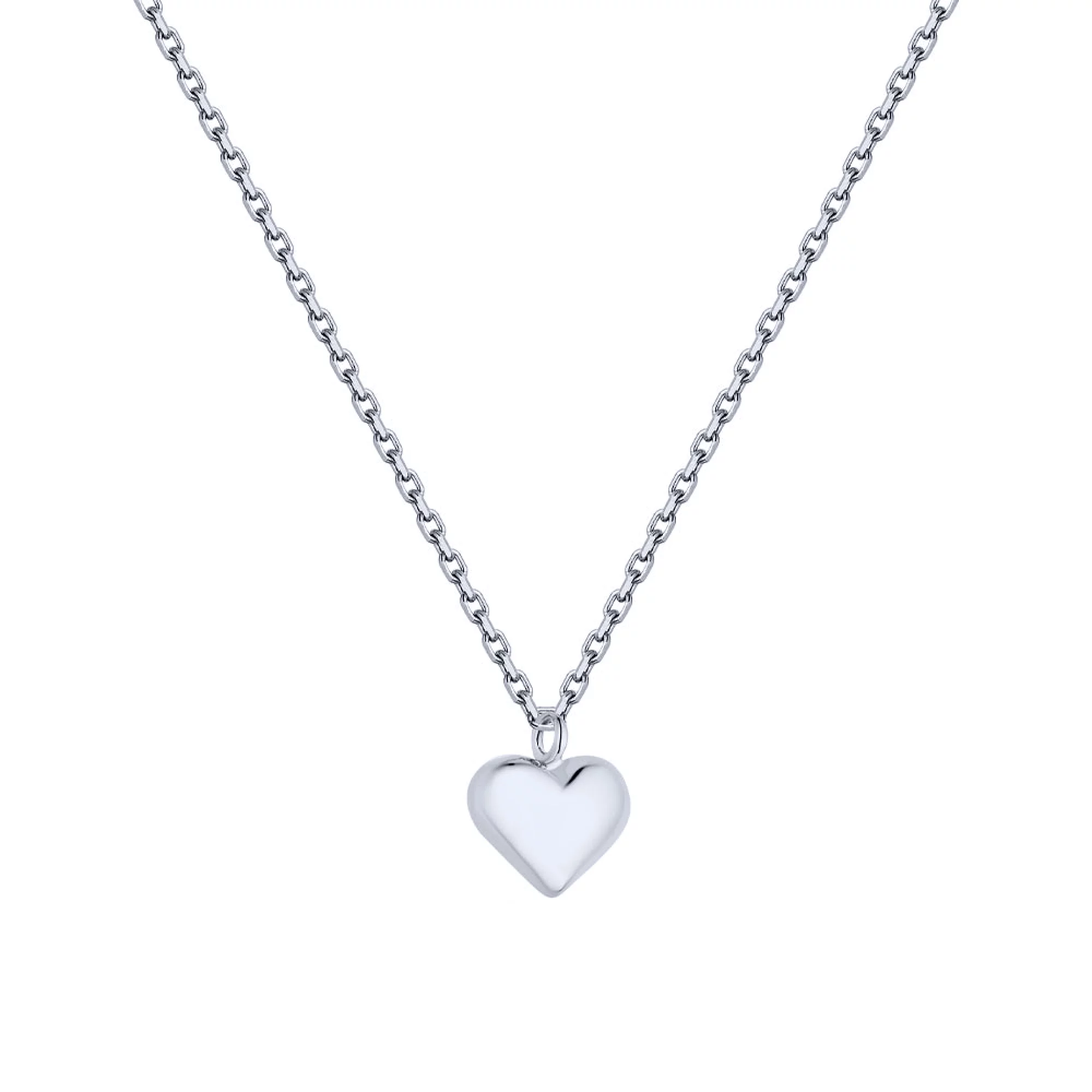 Цепочка с подвеской "Сердце" серебряная плетение якорь - 1618304 – изображение 1
