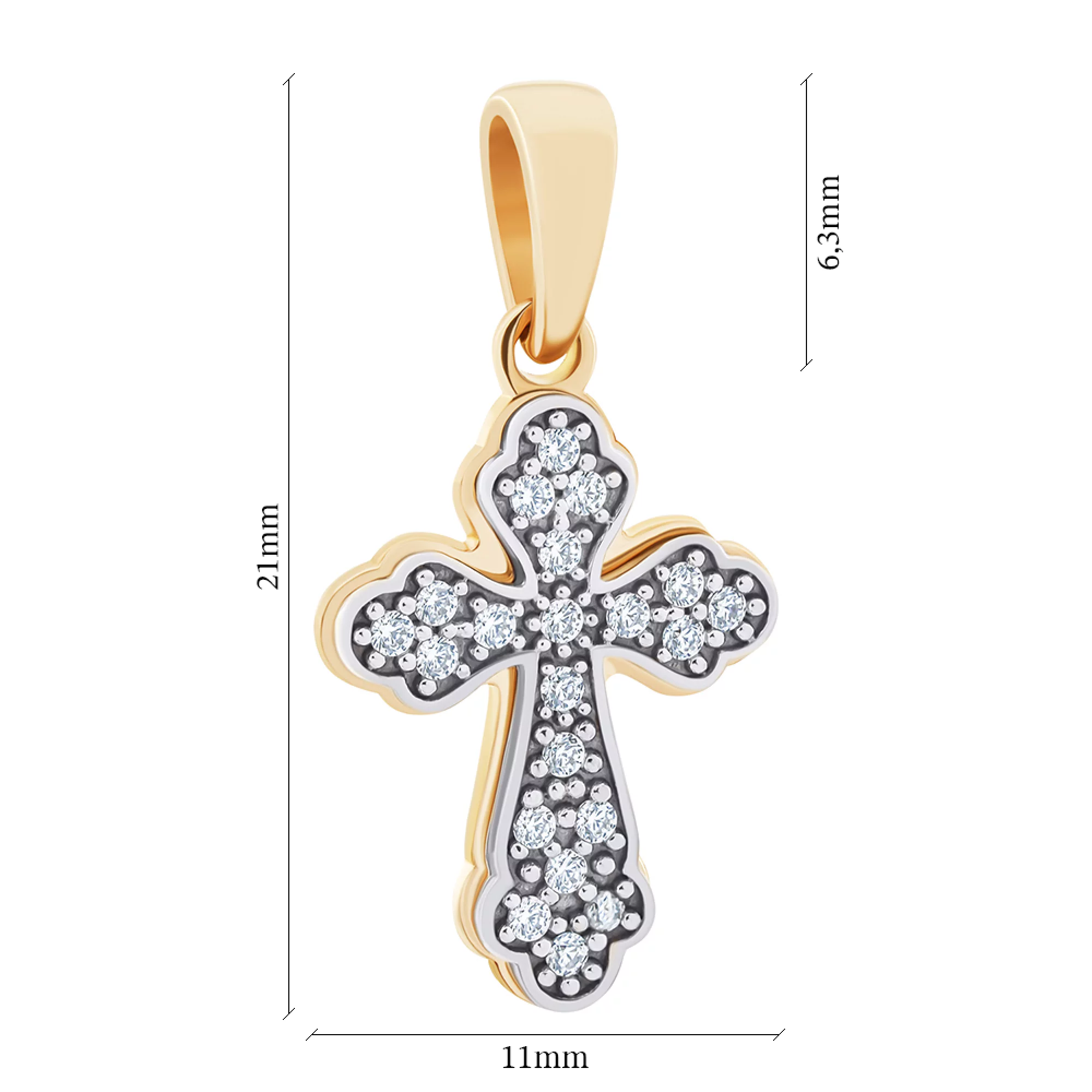 Золотий хрестик з фіанітами - 1512658 – зображення 2
