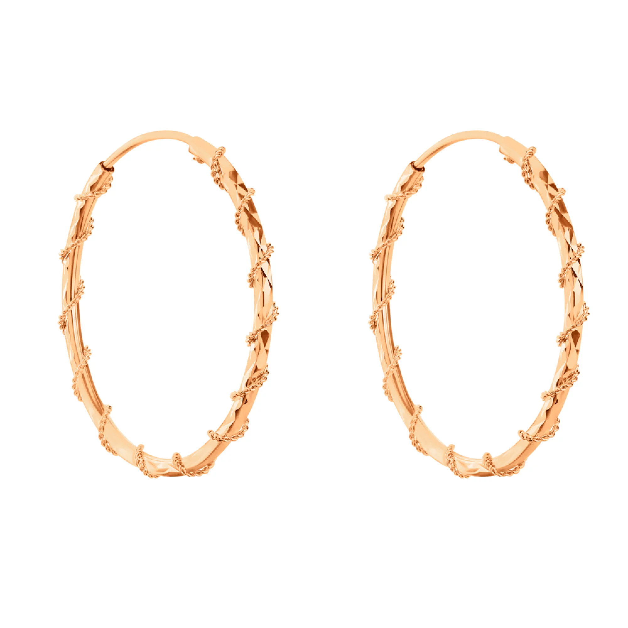 Сережки-кольца из красного золота - 967129 – изображение 1