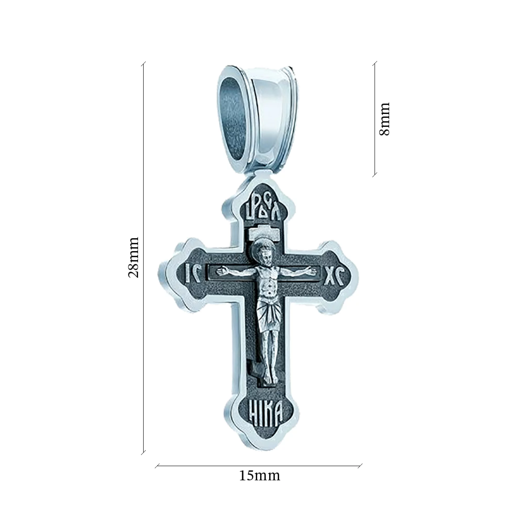 Крестик серебряный с чернением - 443496 – изображение 3
