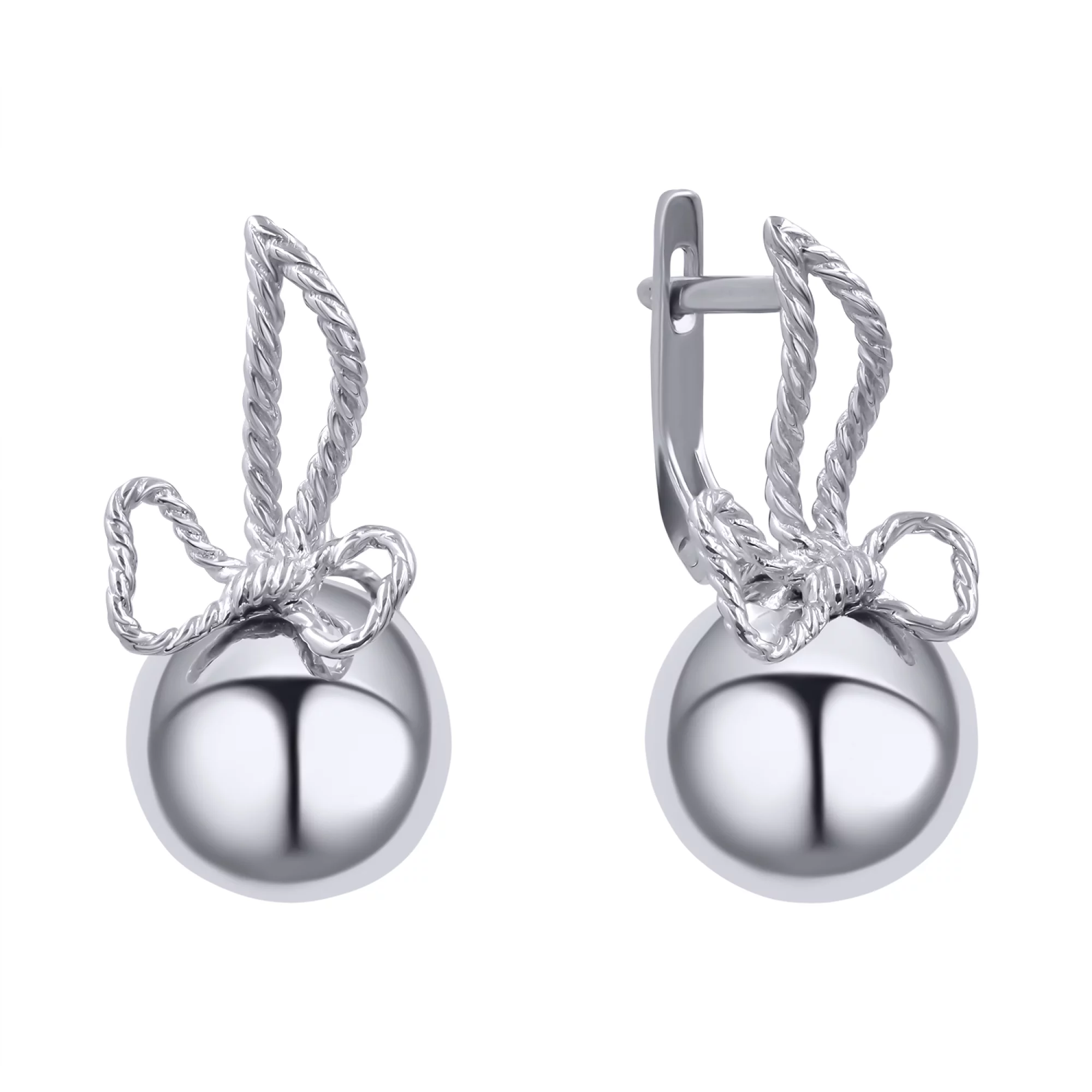 Срібні сережки Бантик і Кулі - 776256 – зображення 1