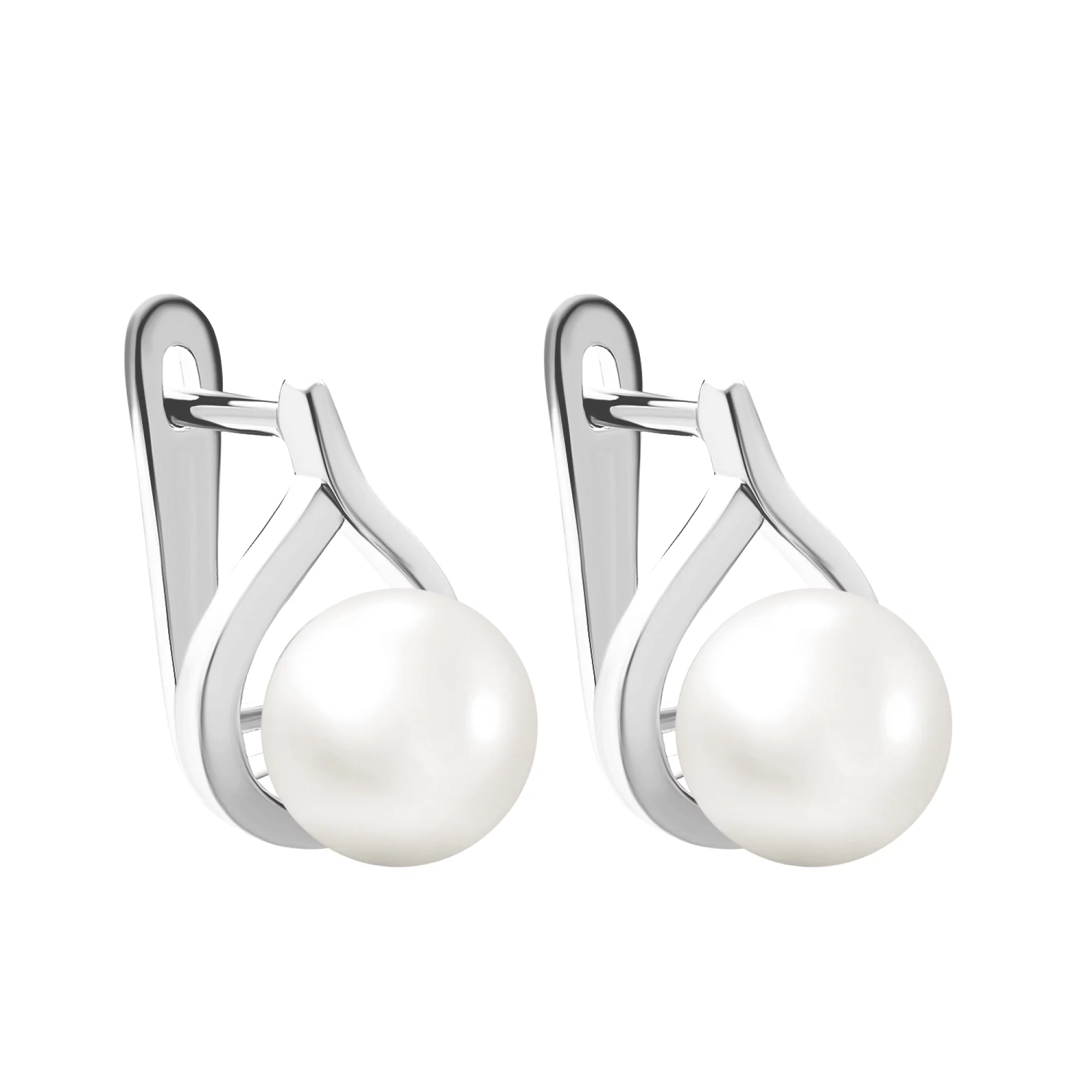 Срібні сережки з перлами - 1525062 – зображення 1