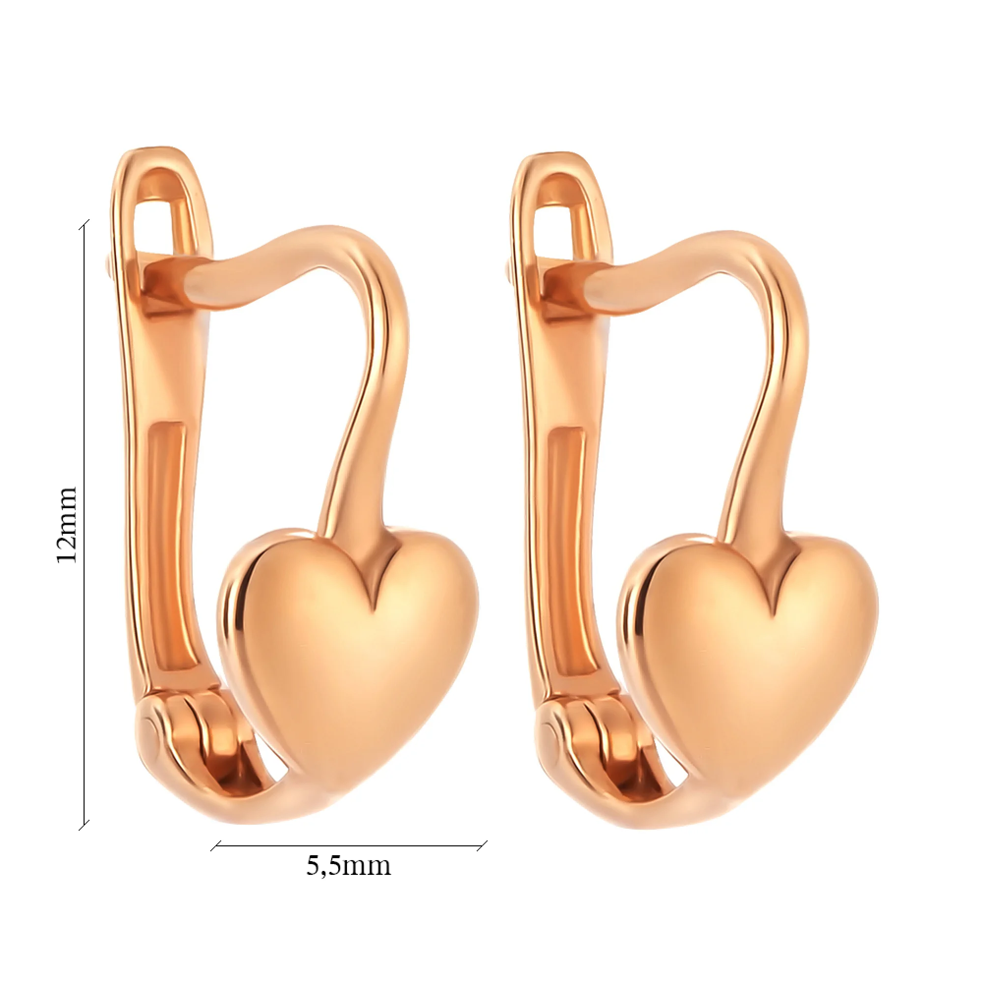 Сережки из красного золота "Сердечки" - 1450591 - 2