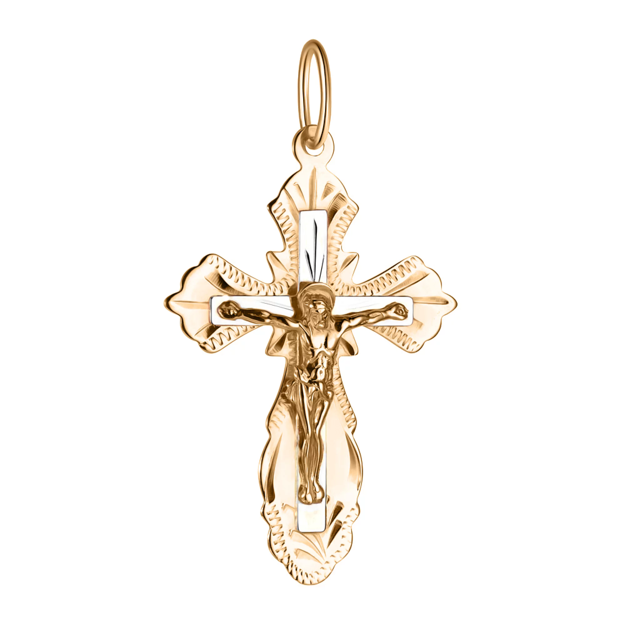 Хрестик з комбінованого золота натільний - 1787674 – зображення 1