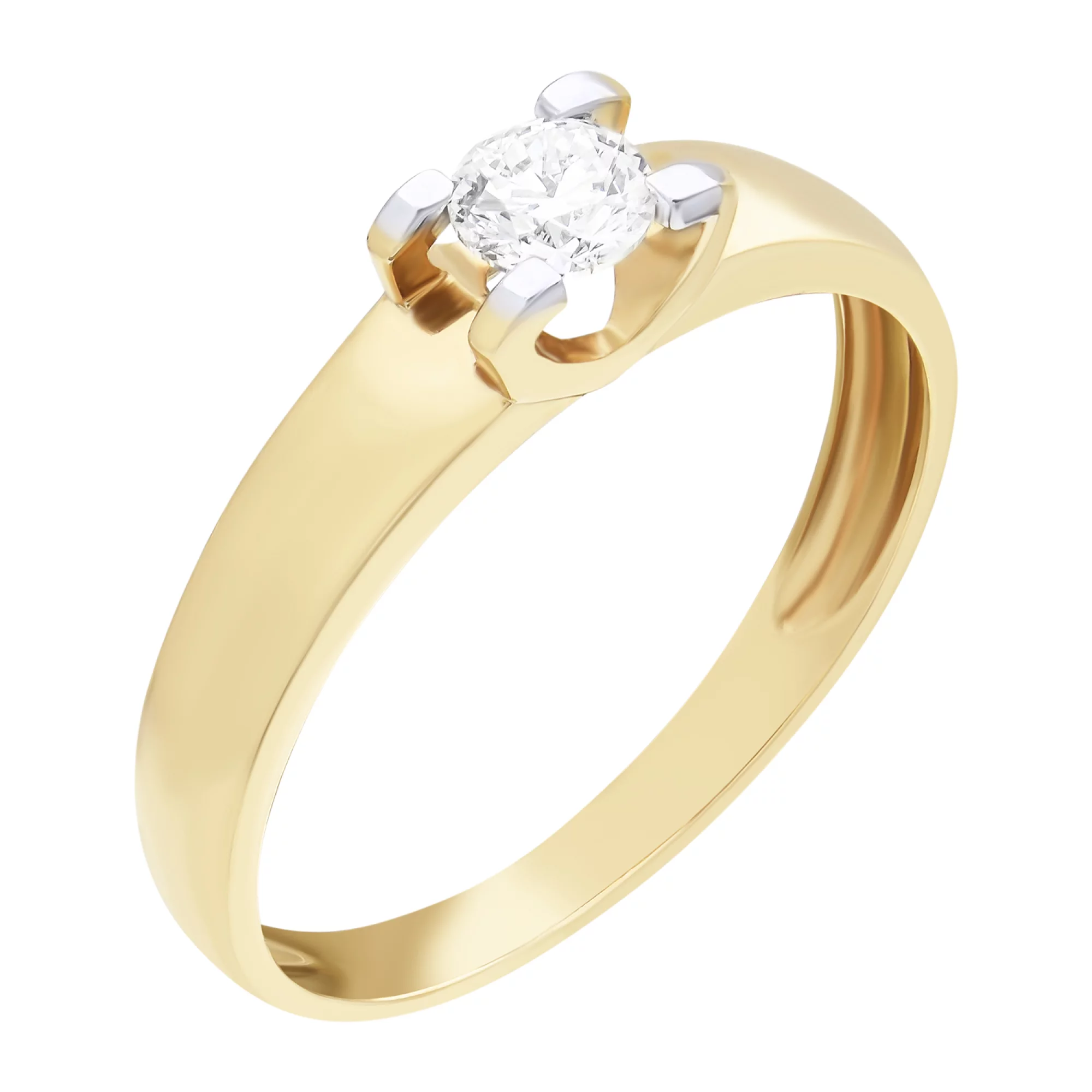 Кольцо золотое с бриллиантом - 512434 – изображение 1