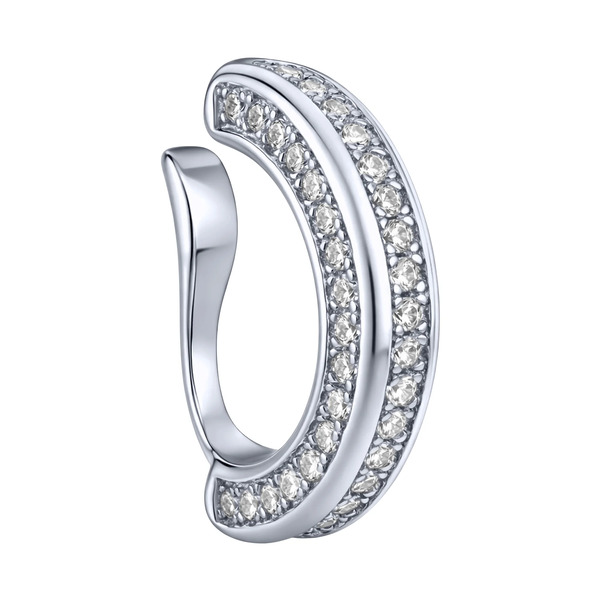 Серебряная моносережка-каффа с фианитами - 2247746 - 1