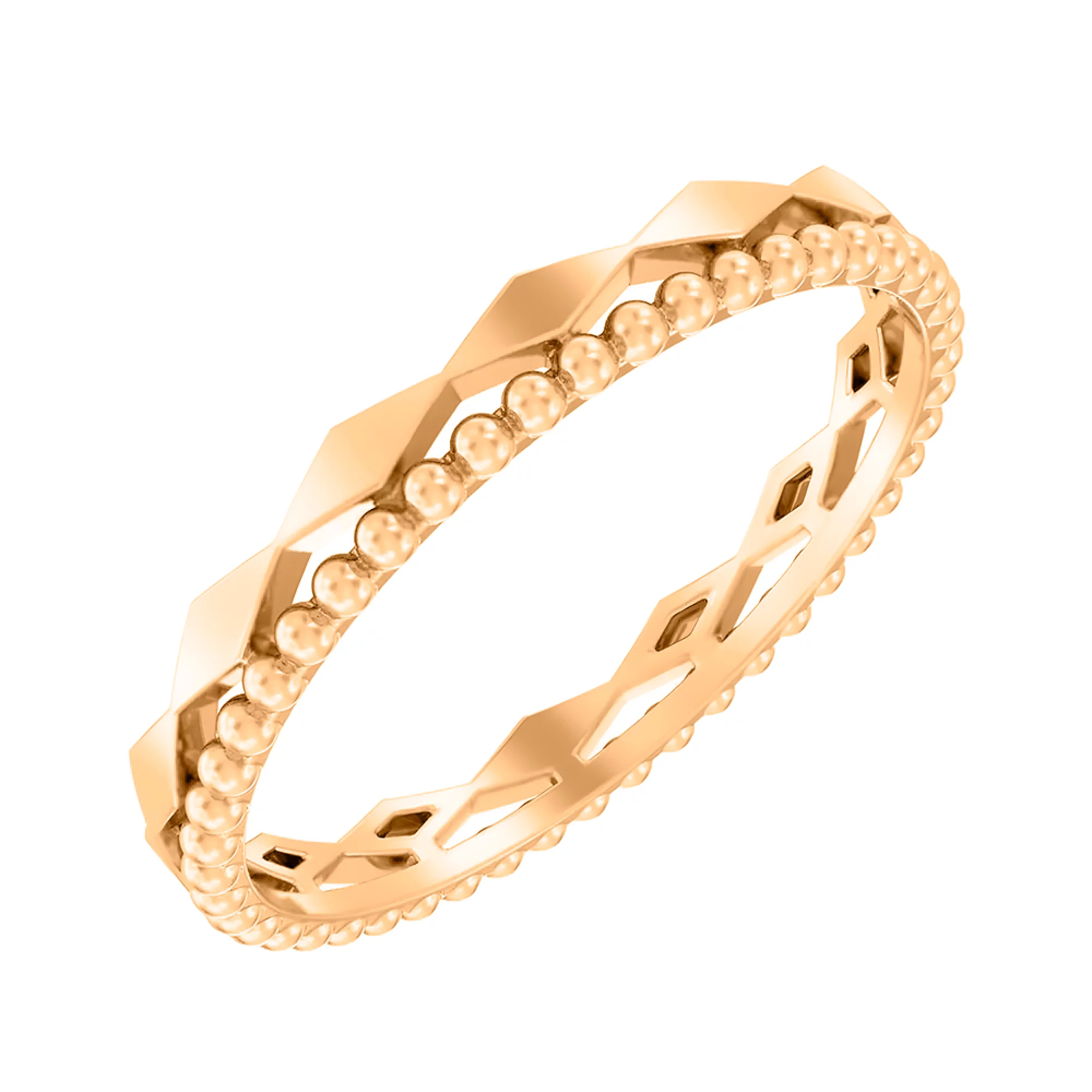 Кольцо из красного золота тонкая капелька и ромб - 1513826 – изображение 1