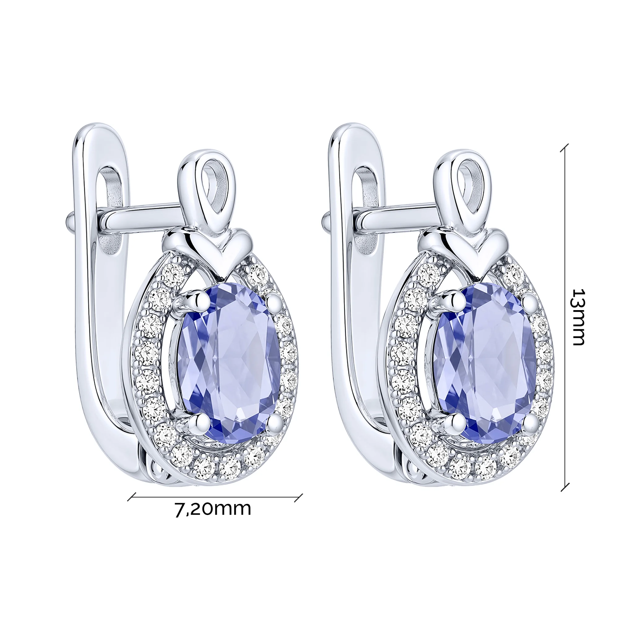 Серьги из серебра с танзанитом и фианитами - 2297773 - 2