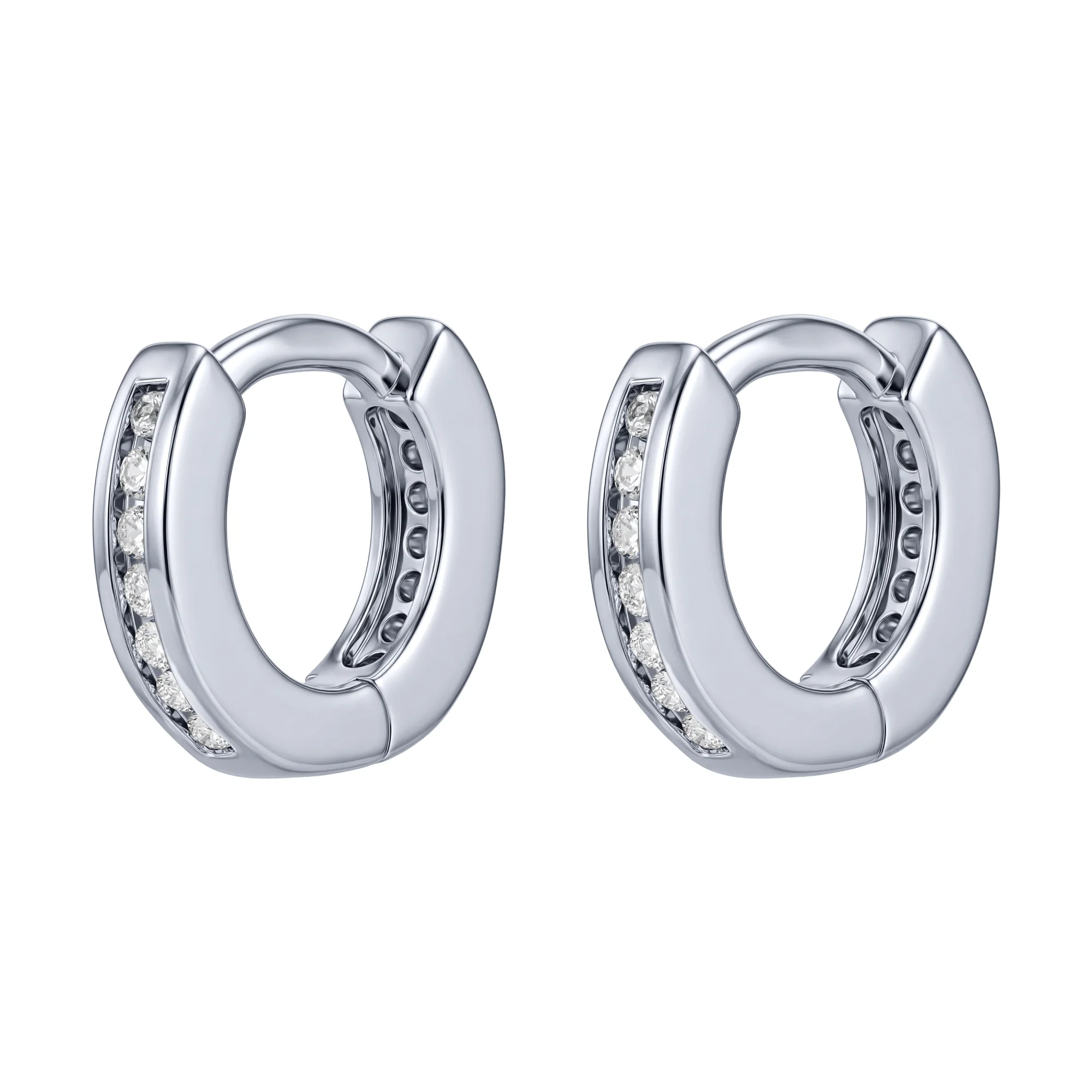 Сережки-кольца из серебра с фианитами - 2296545 - 2