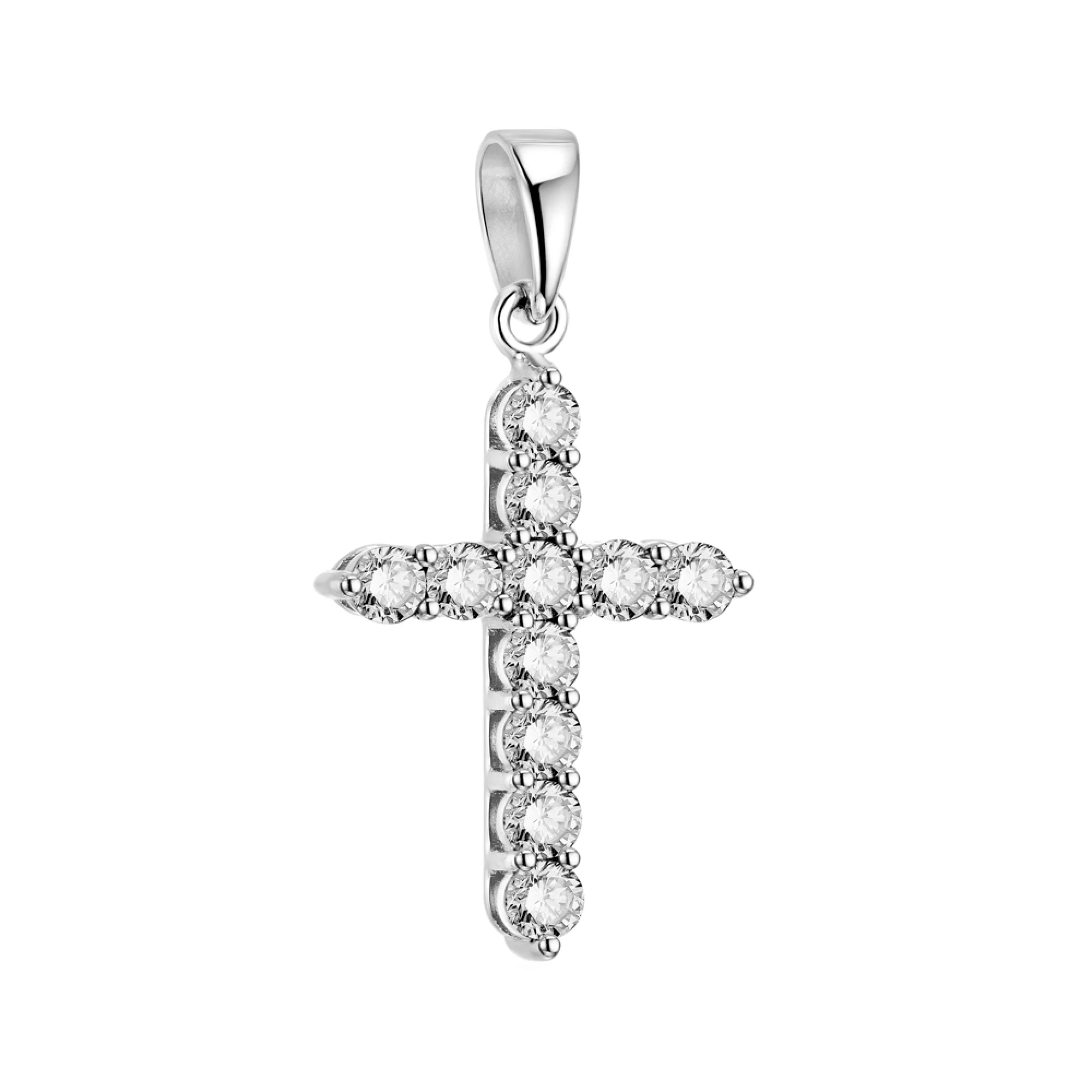 Хрестик золотий з доріжкою діамантів  - 1553963 – зображення 1