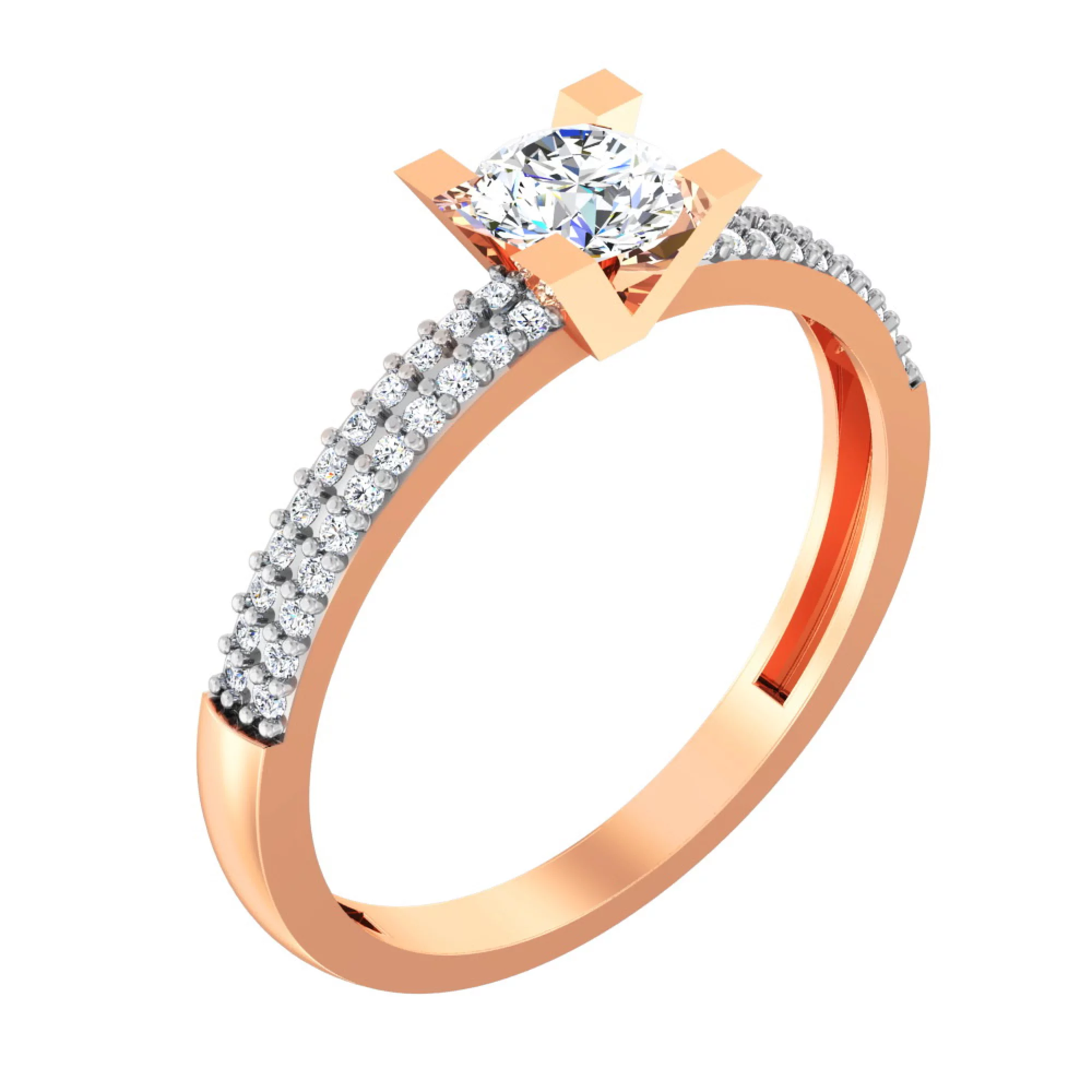 Золотое кольцо с цирконием - 585486 – изображение 1