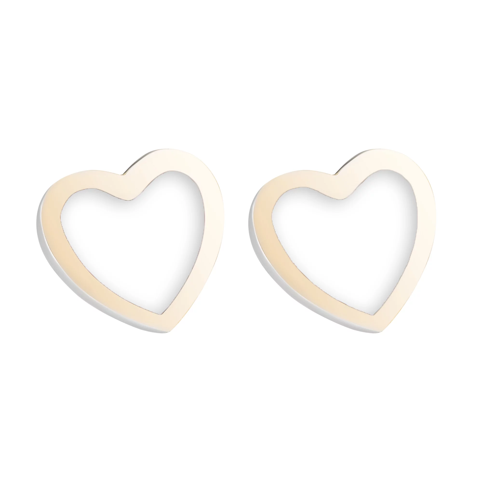 Серьги-гвоздики серебряные "Сердце" с эмалью - 1624711 – изображение 1