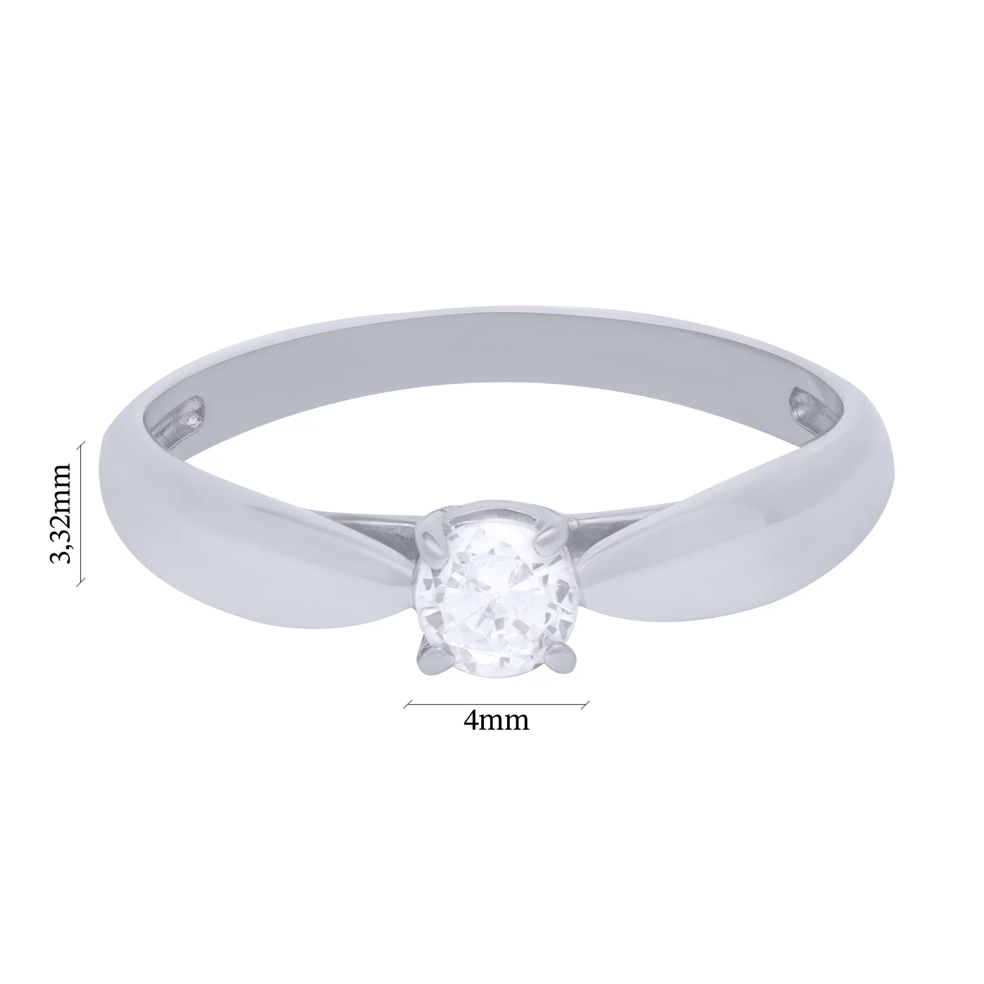 Серебряное помолвочное кольцо с фианитом - 1682987 – изображение 3