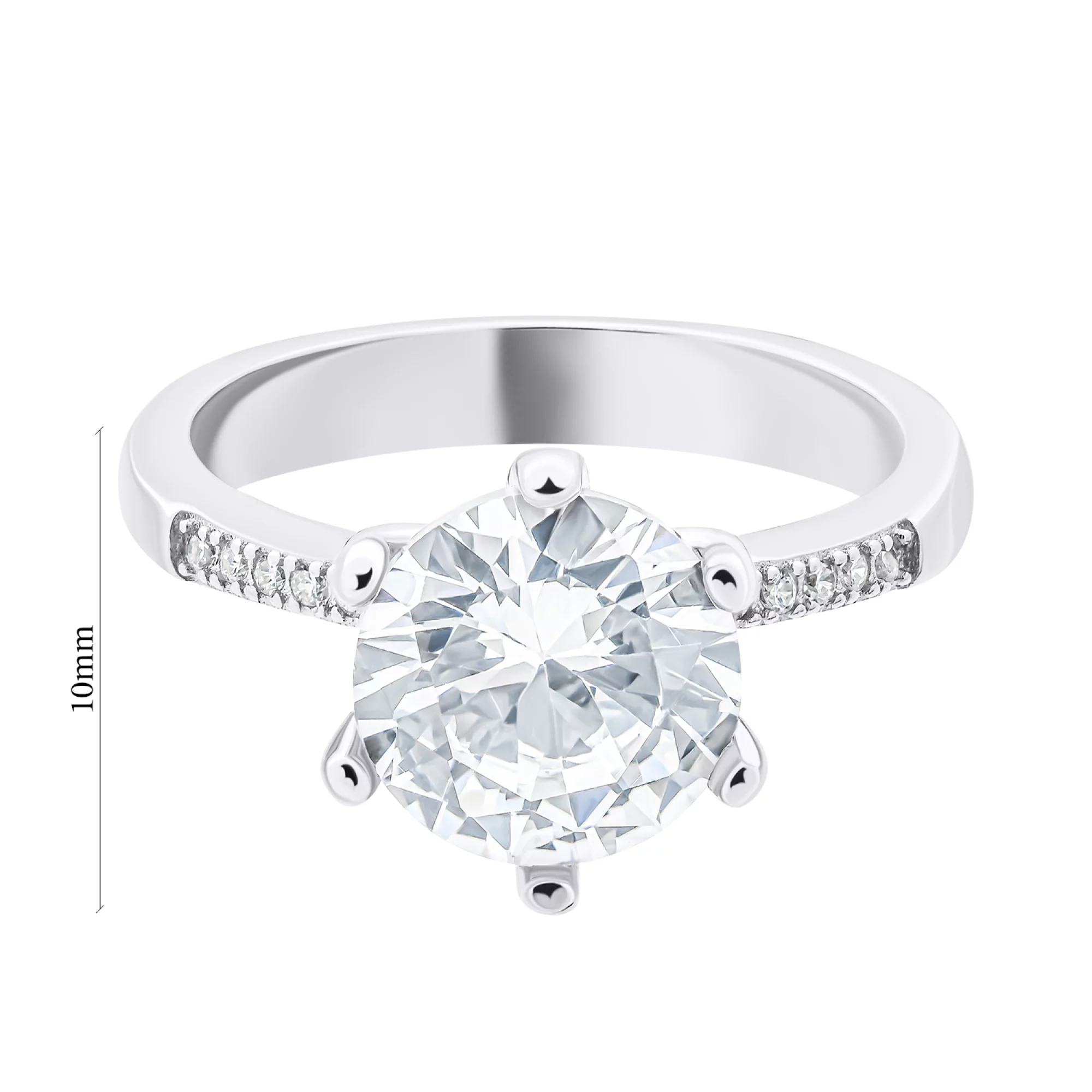 Серебряное помолвочное кольцо с фианитами - 1520451 – изображение 3