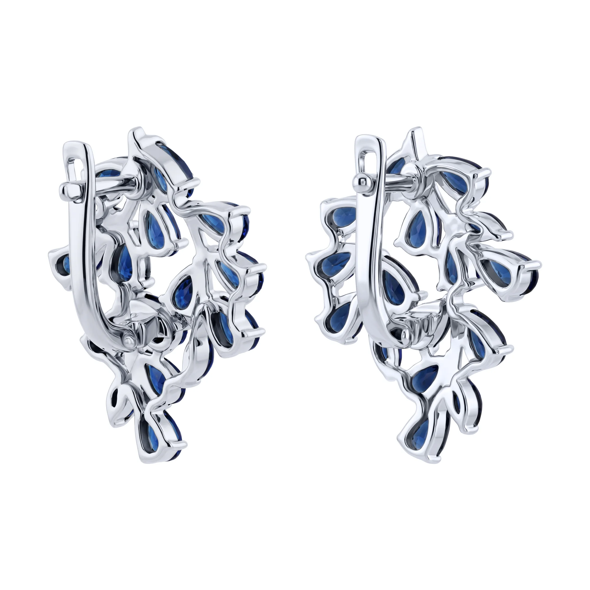 Серебряные серьги "Веточки" с сапфирами - 2273273 - 2