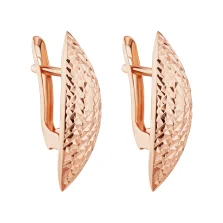 Геометричні сережки з червоного золота з алмазною гранню - 2193626