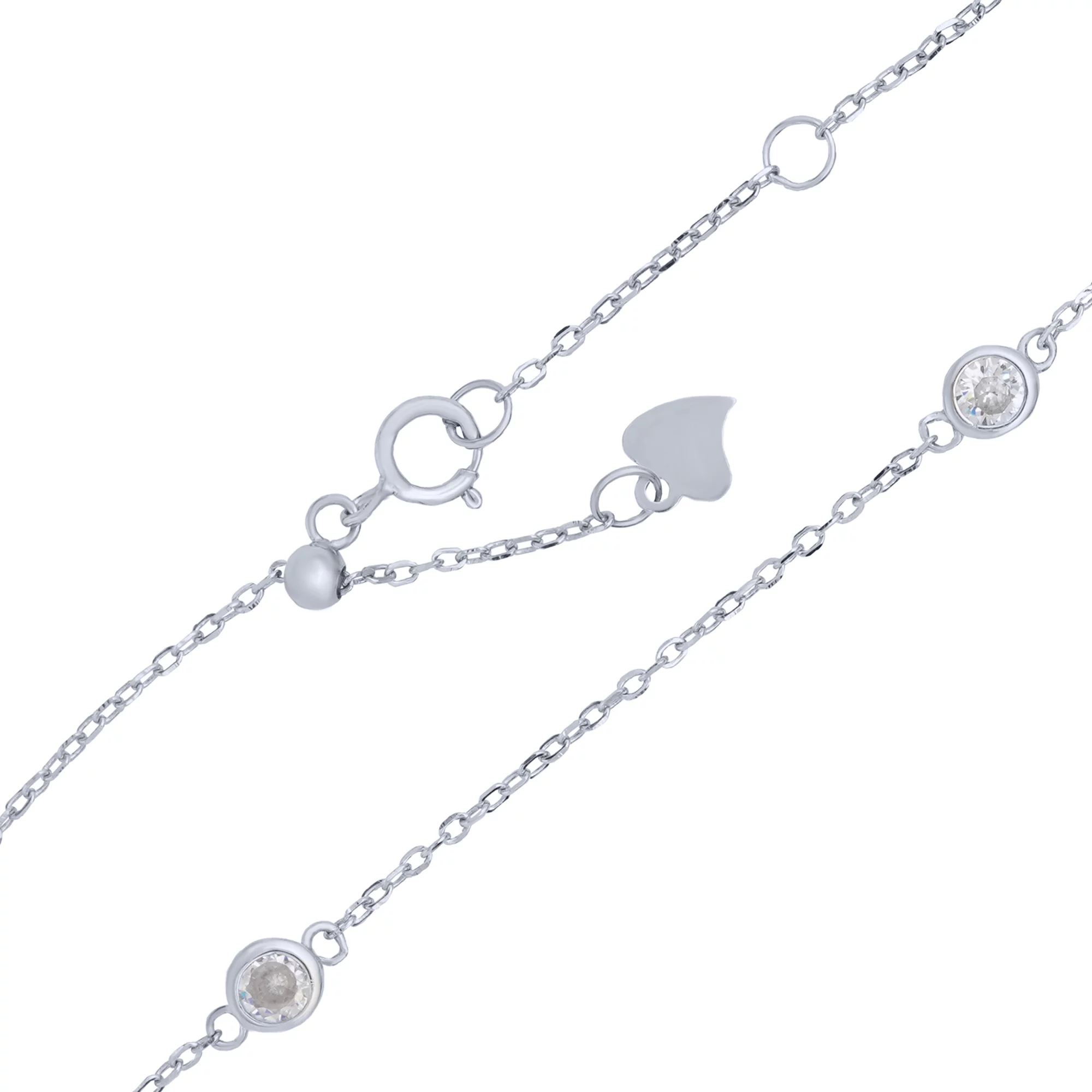Браслет срібний з фіанітами плетіння якір - 1715003 – зображення 2