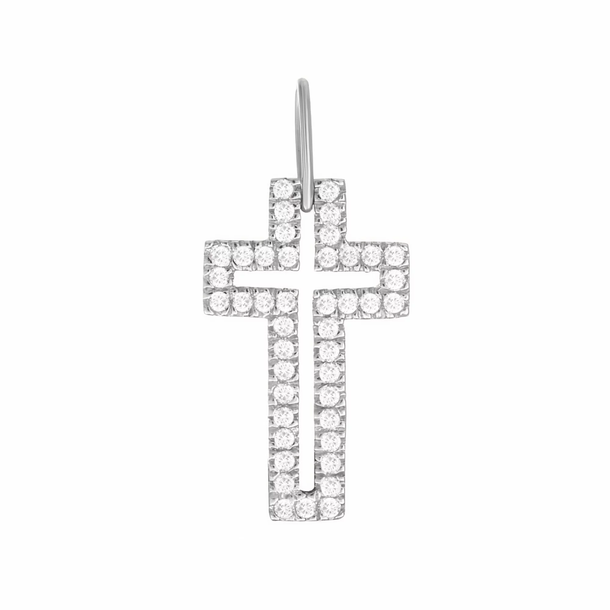 Срібний хрестик з фіанітами - 1517195 – зображення 1
