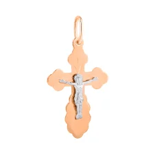 Хрестик "Ісус Христос" у комбінованому золоті - 1931310