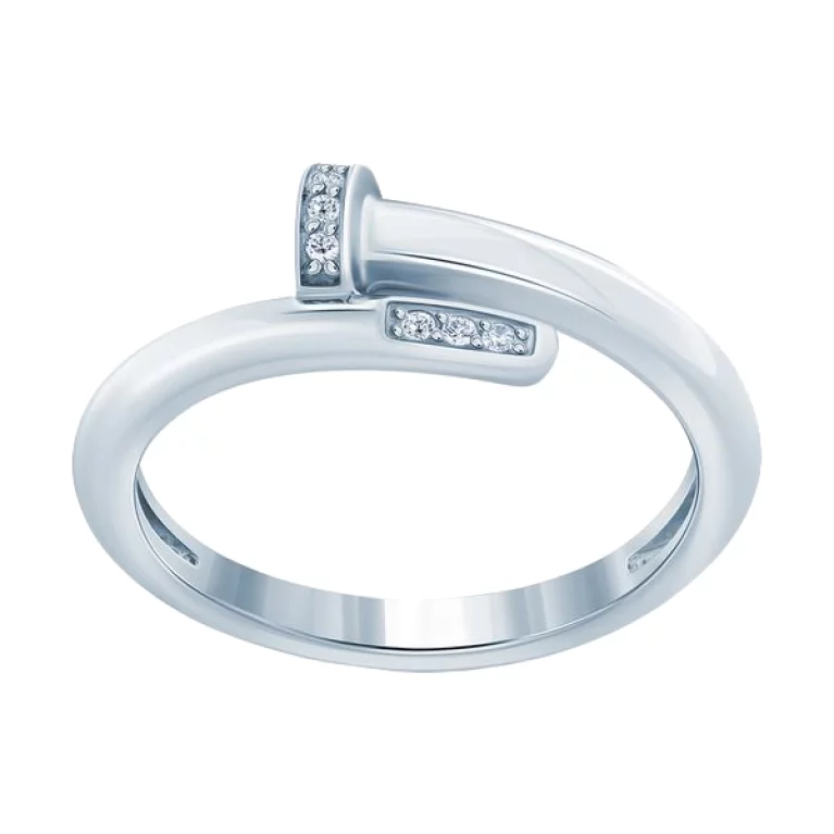 Серебряное кольцо с фианитом "Гвоздь". Артикул 7501/500555-Р: цена, отзывы, фото – купить в интернет-магазине AURUM