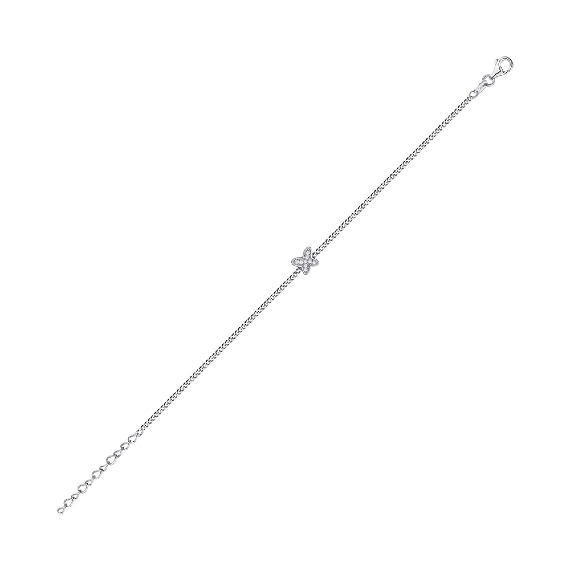 Срібний браслет "Метелик" з фіанітом панцирне плетіння - 1309395 – зображення 1