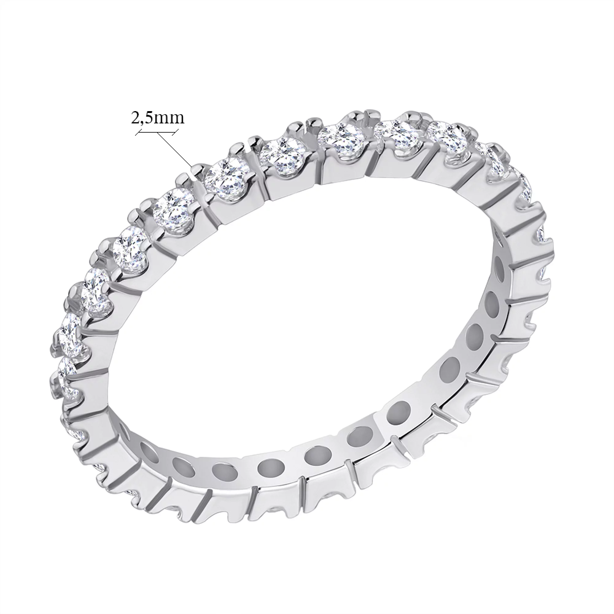 Серебряное кольцо с дорожкой фианита - 1302324 – изображение 2