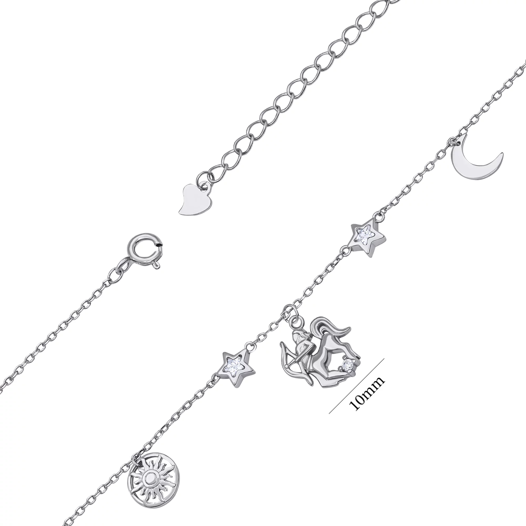 Браслет из серебра с фианитами "Знак зодиака-Стрелец" плетение якорное - 1530219 – изображение 3