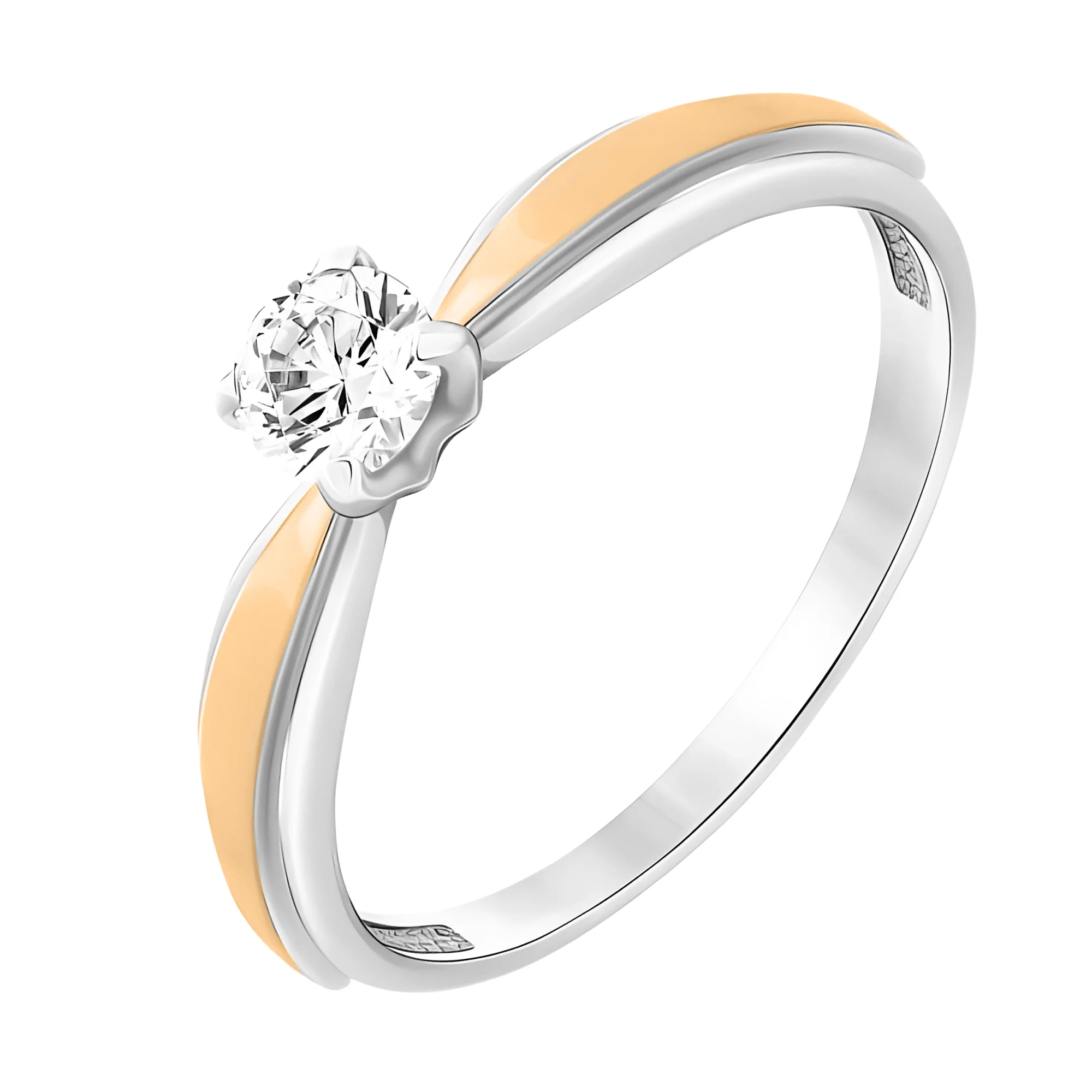 Серебряное кольцо с фианитом - 474123 - 1