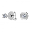 Сережки-гвоздики из серебра с фианитом - 960639
