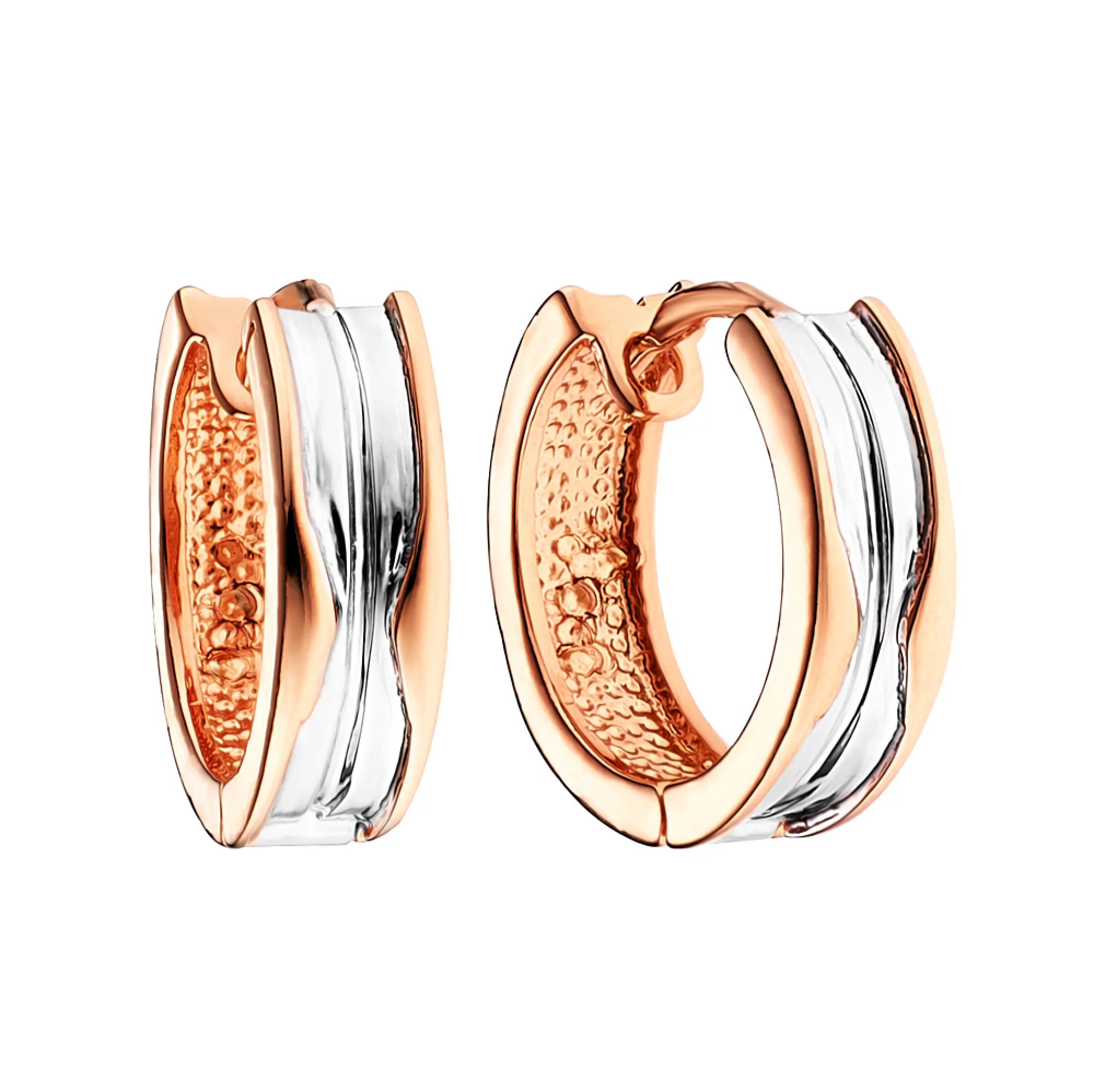 Сережки-кольца из комбинированого золота - 1095085 – изображение 1