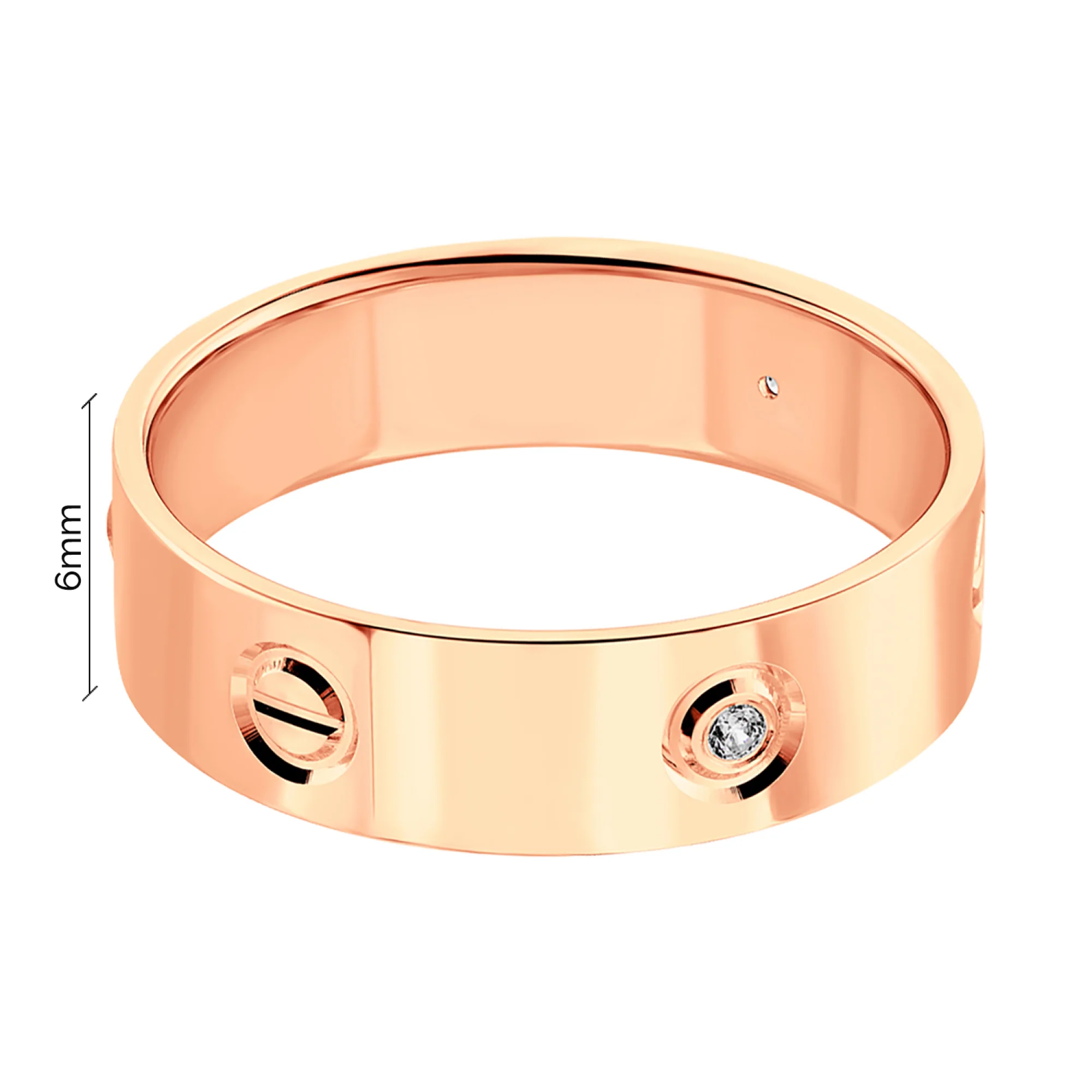 Кольцо из красного золота с фианитом  - 1095008 - 3