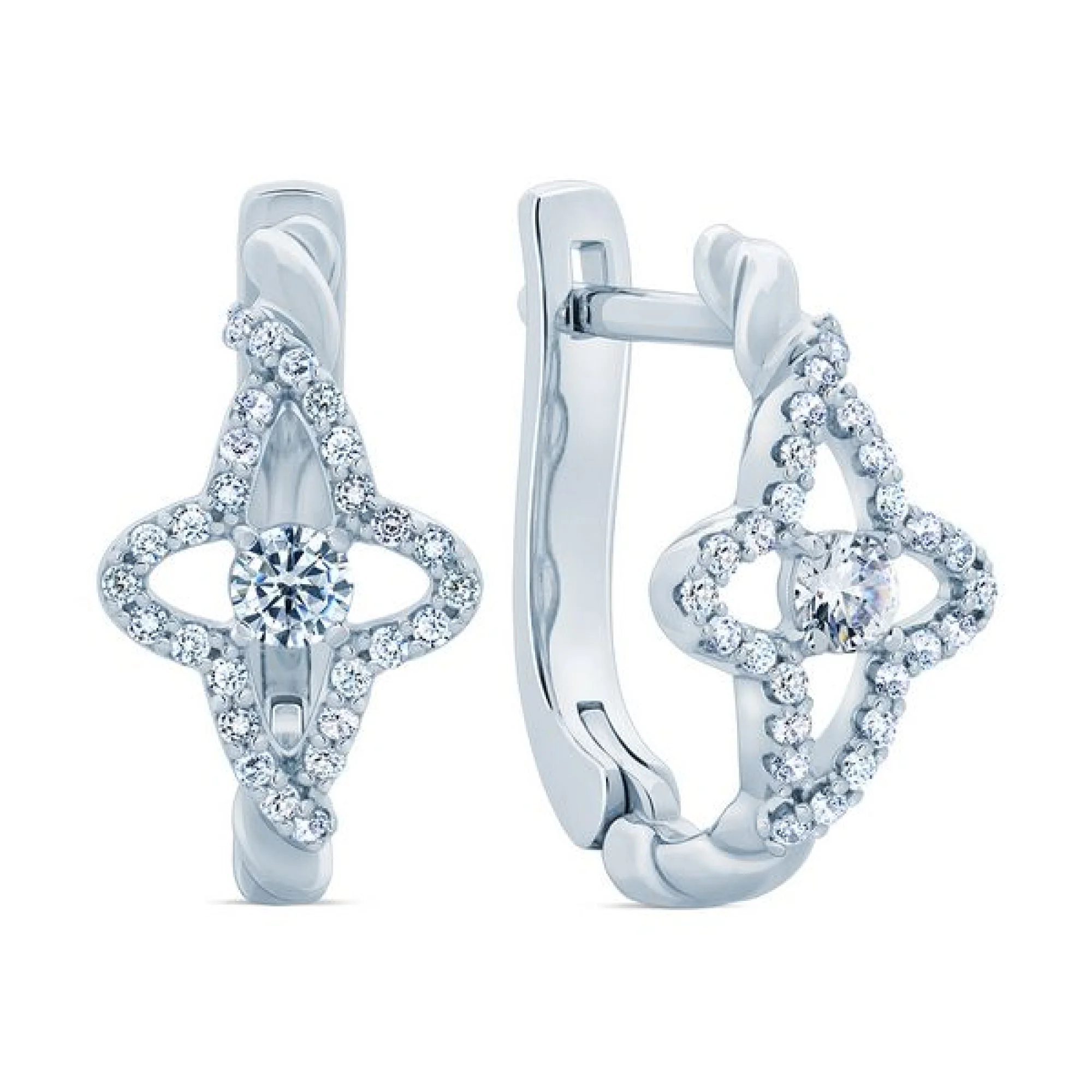 Серебряные серьги с фианитами - 407886 - 1