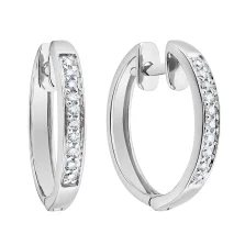 Сережки-кільця з діамантами у білому золоті - 1697625