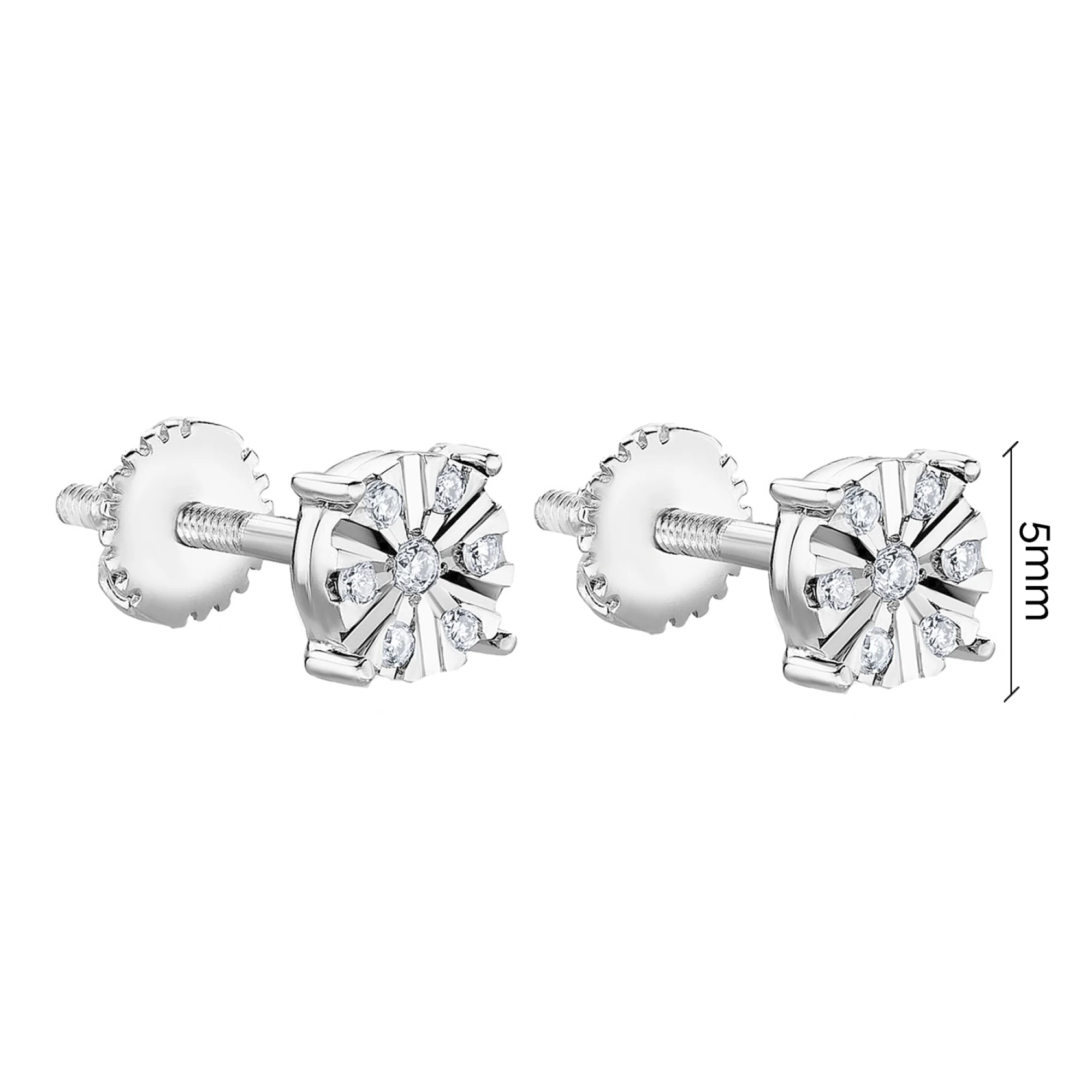 Сережки-гвоздики из белого золота с бриллиантами - 1727423 - 4
