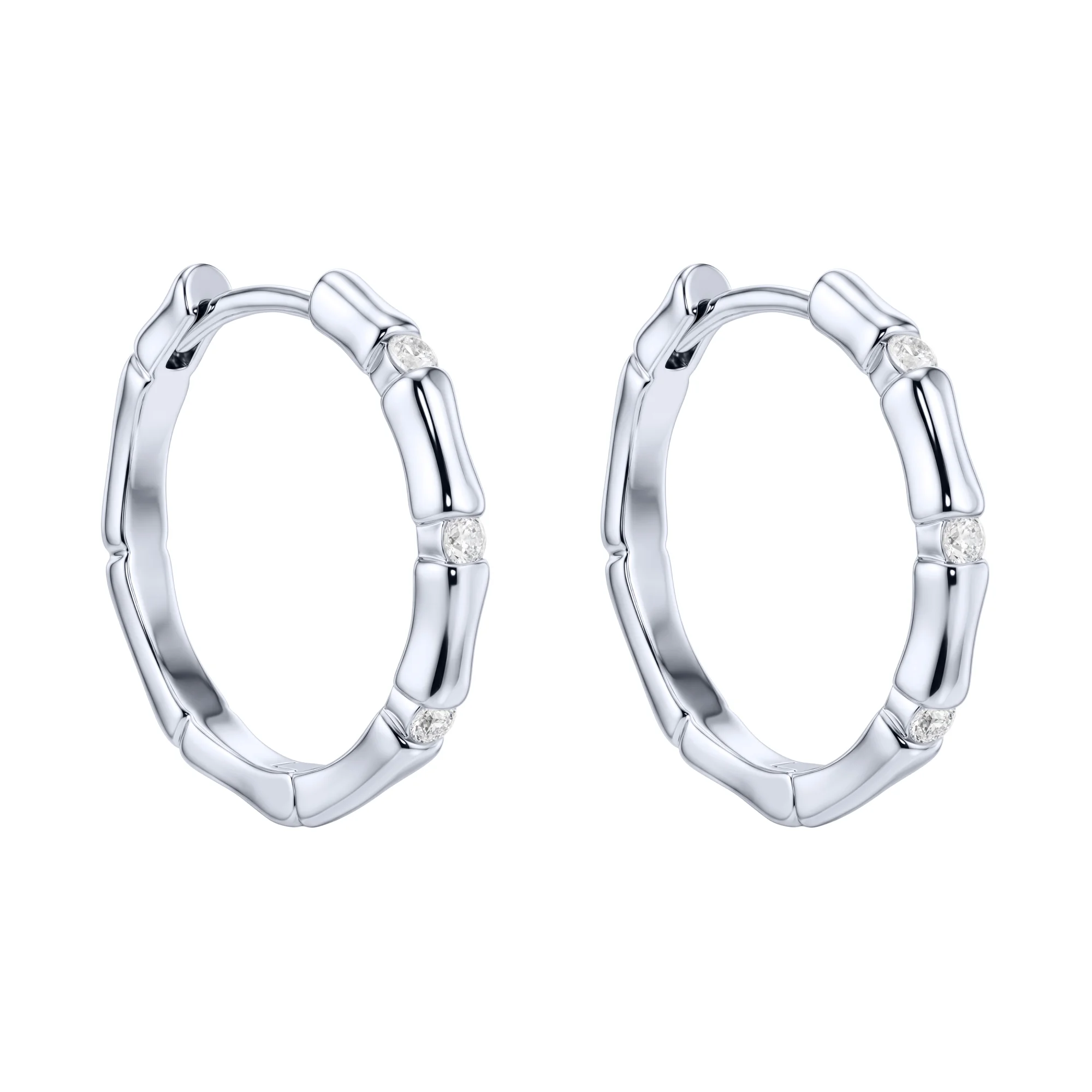 Серьги-кольца из серебра с фианитами - 2186994 - 1