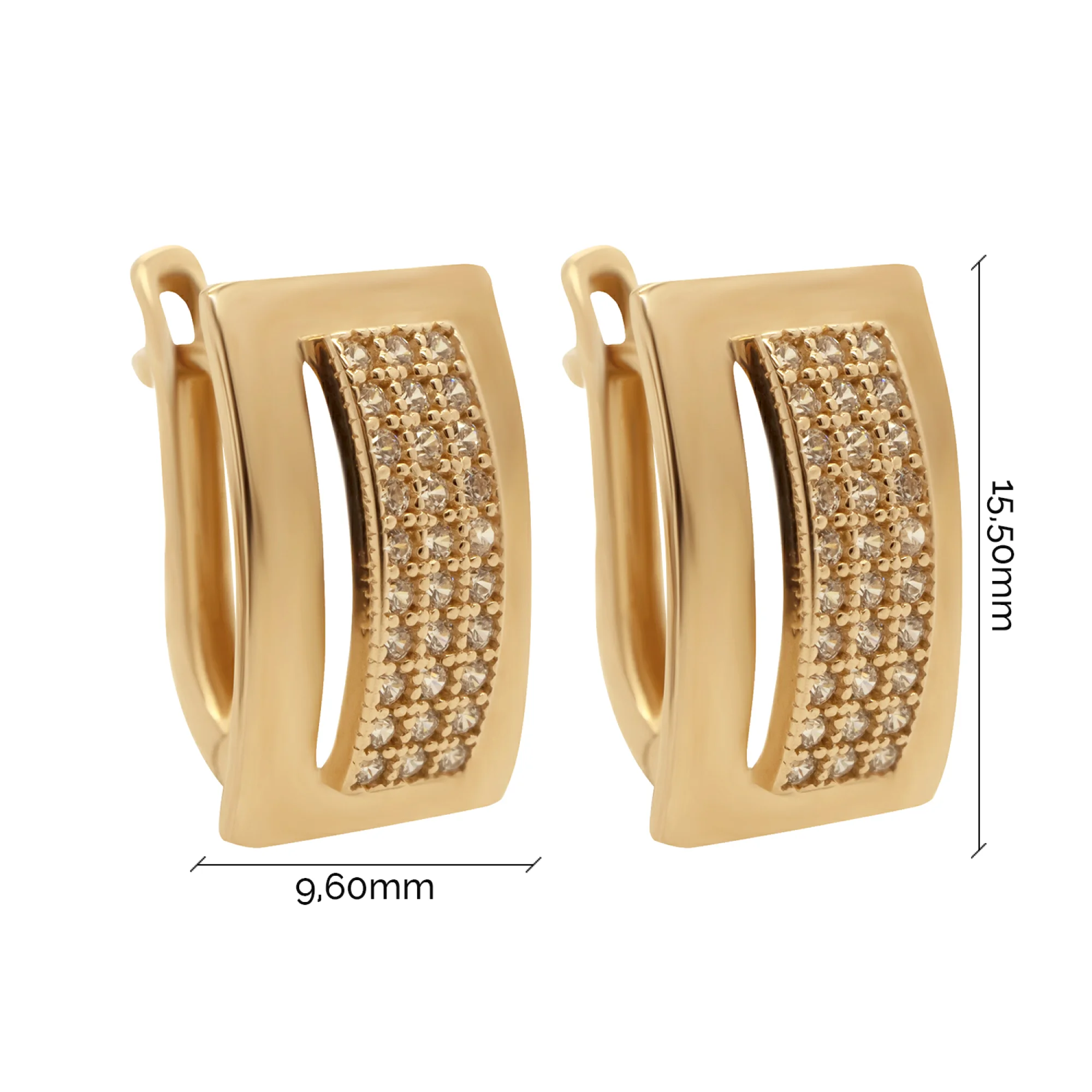 Сережки из красного золота с фианитами - 936379 - 3