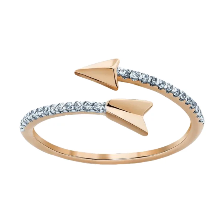 Золотое кольцо с фианитом "Стрела". Артикул 700086-Рр: цена, отзывы, фото – купить в интернет-магазине AURUM