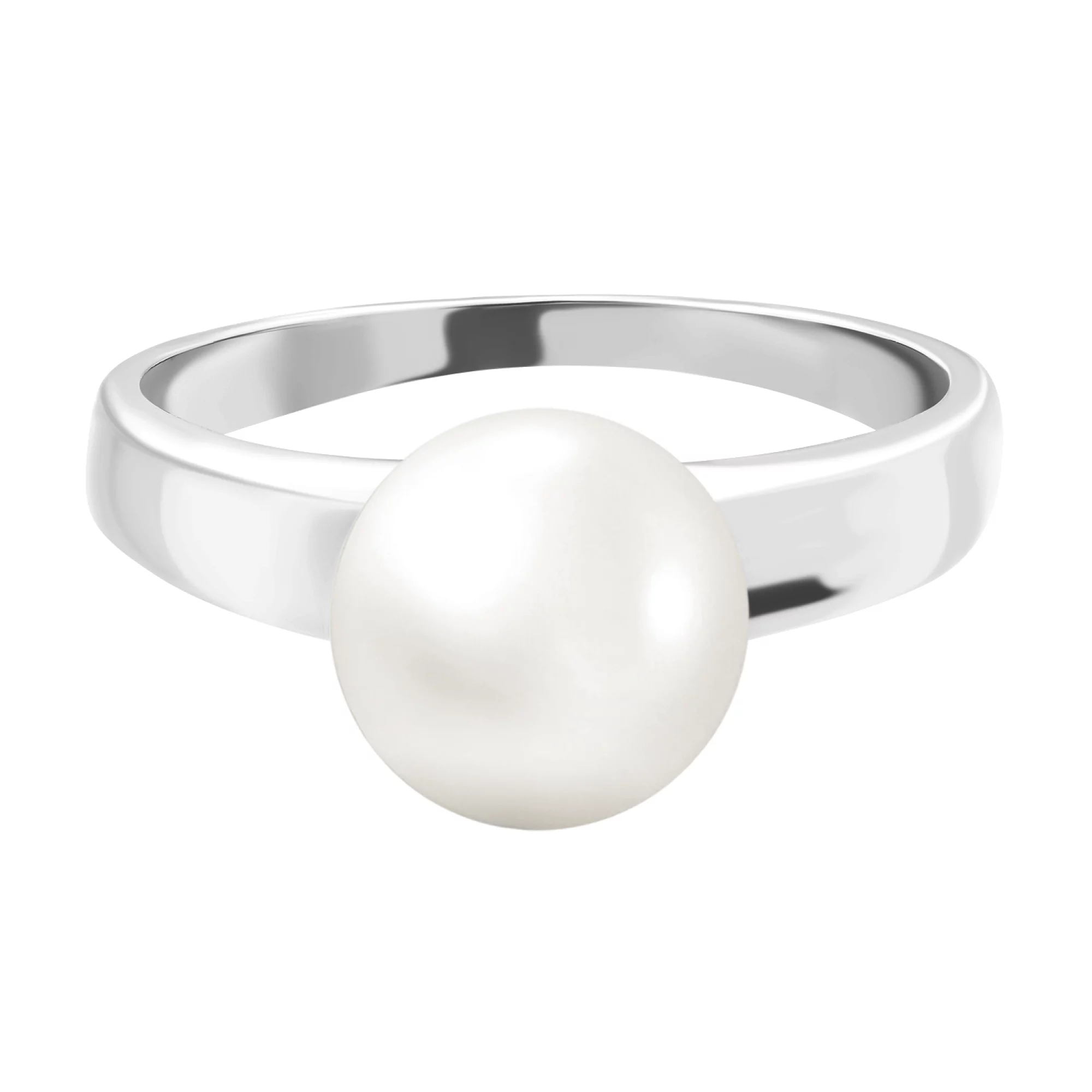 Серебряное кольцо с жемчугом и родированием - 1524719 – изображение 2