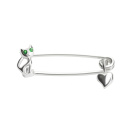 Серебряная булавка Кошечка и Сердечко с фианитом - 430967