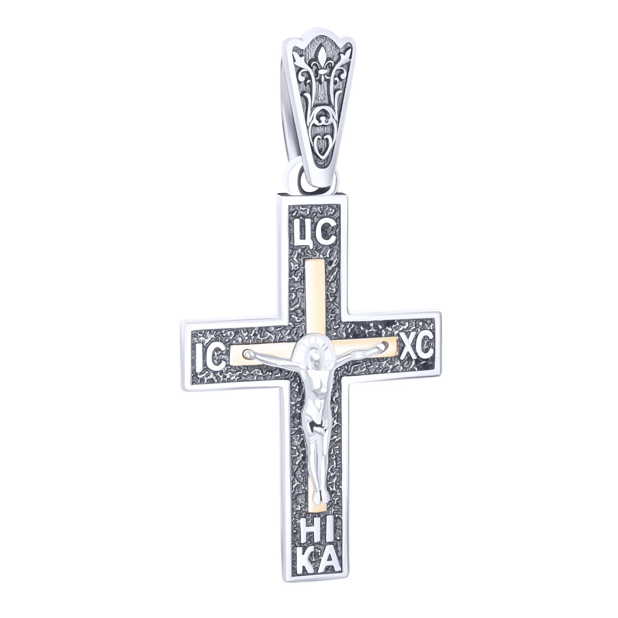 Срібний хрест з чорнінням і позолотою - 1678701 – зображення 1