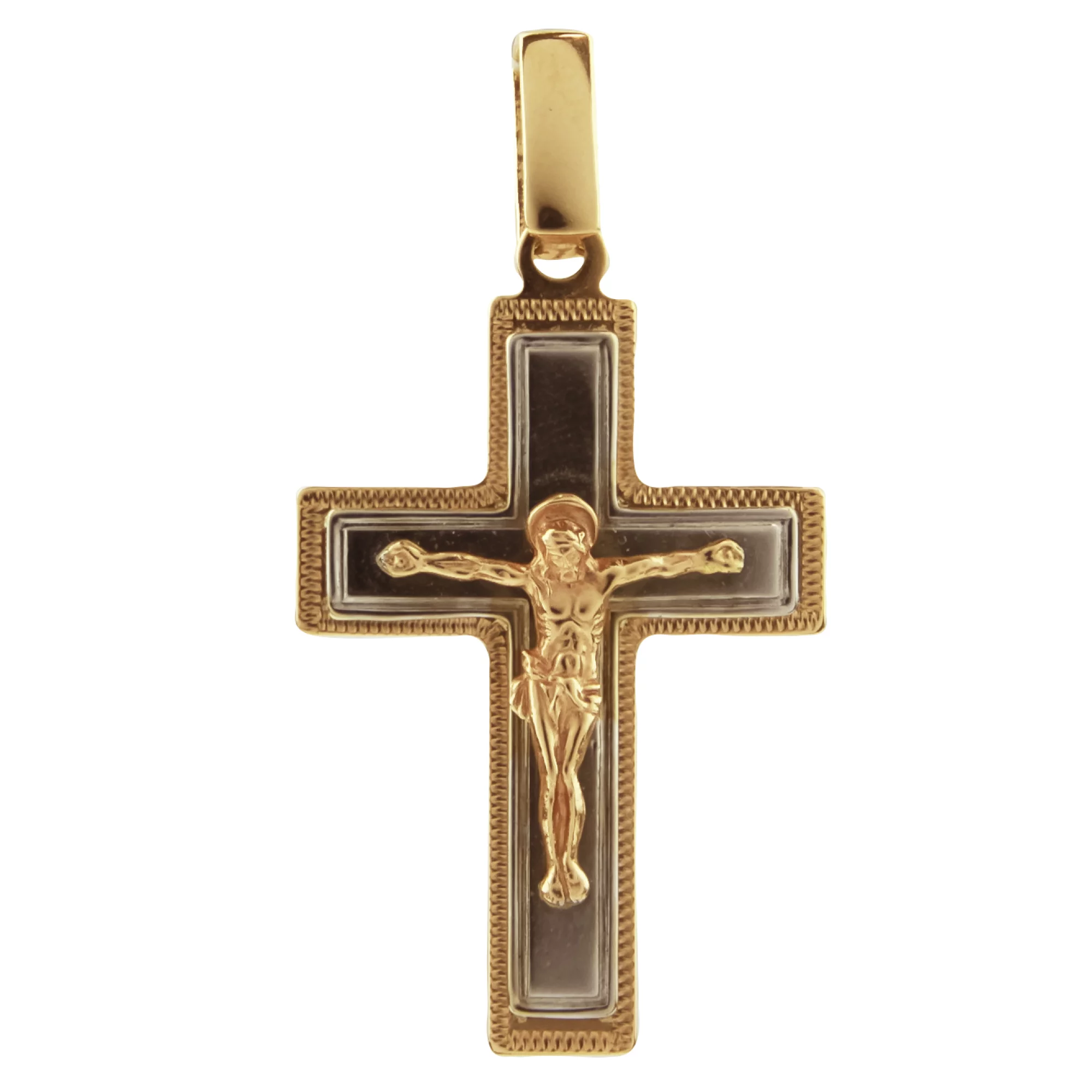 Хрестик з комбінованого золота - 1410980 – зображення 1