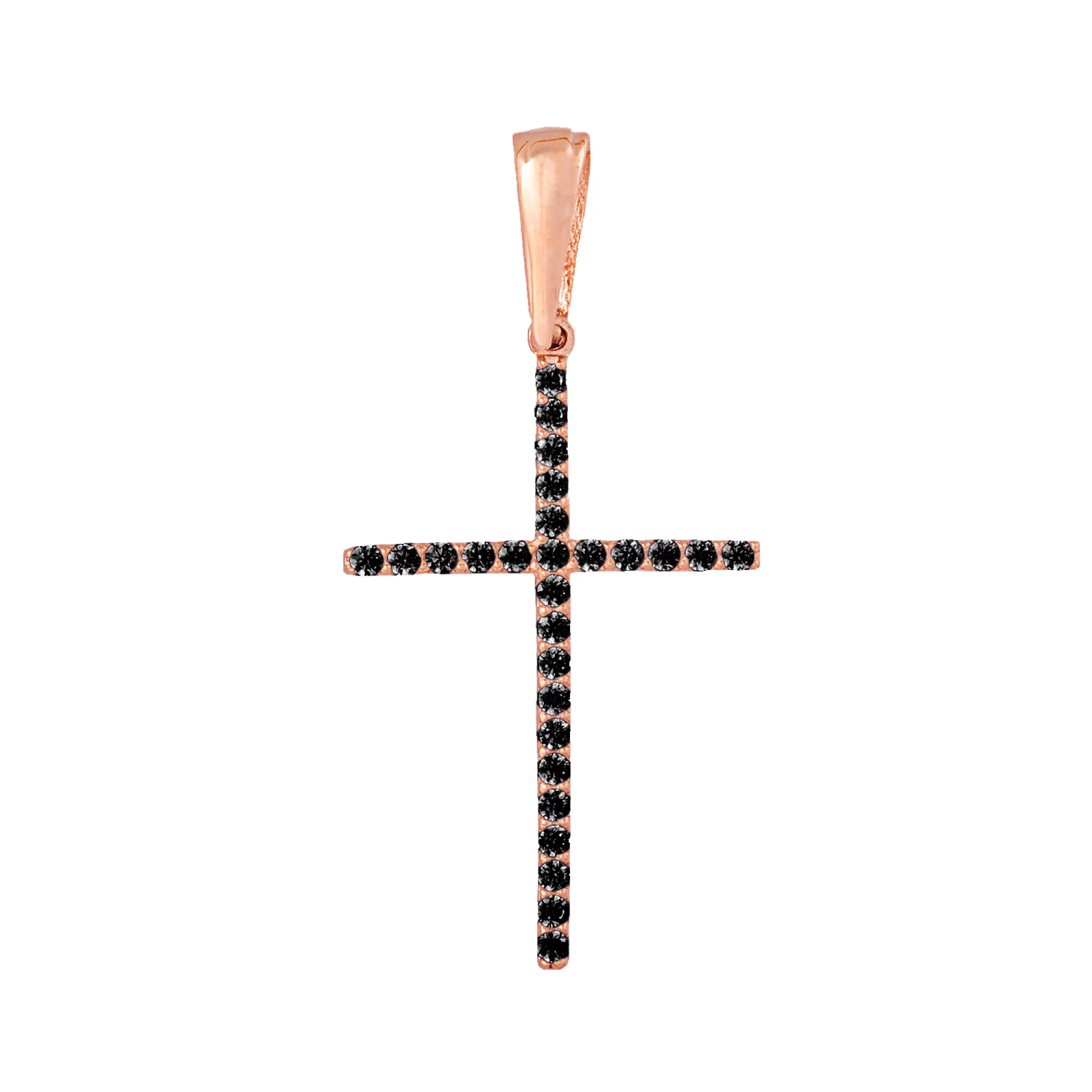 Крестик двусторонний из красного золота с фианитом - 771726 – изображение 2