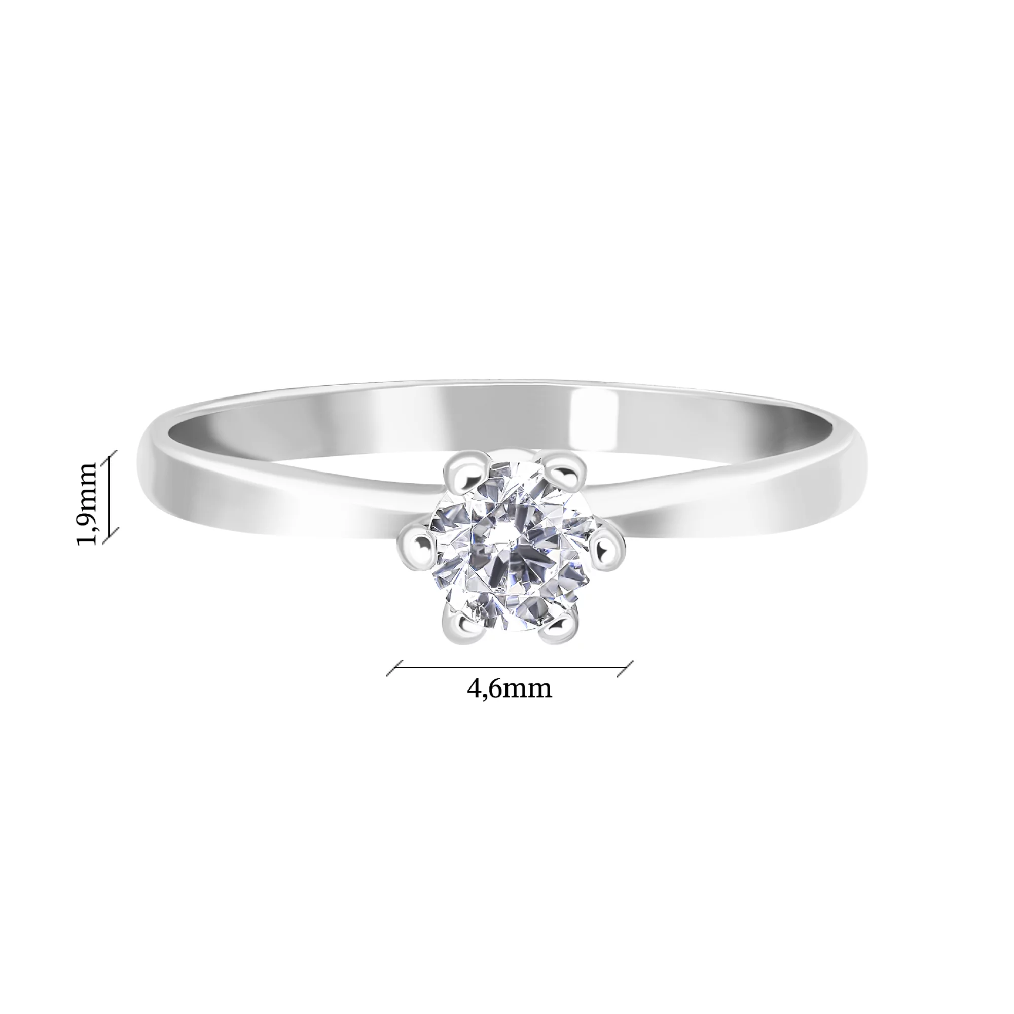 Тонкое помолвочное серебряное кольцо с фианитом - 1593733 – изображение 3